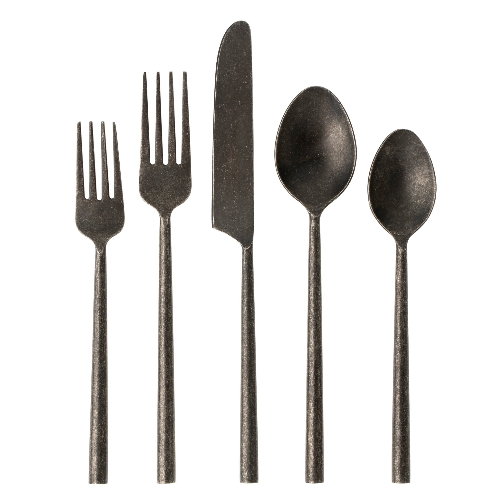 Couverts Tides Forgé à la Main en Acier Noir Mat | Ensemble de 5 - Les Trouvailles de JustineIndaba Home