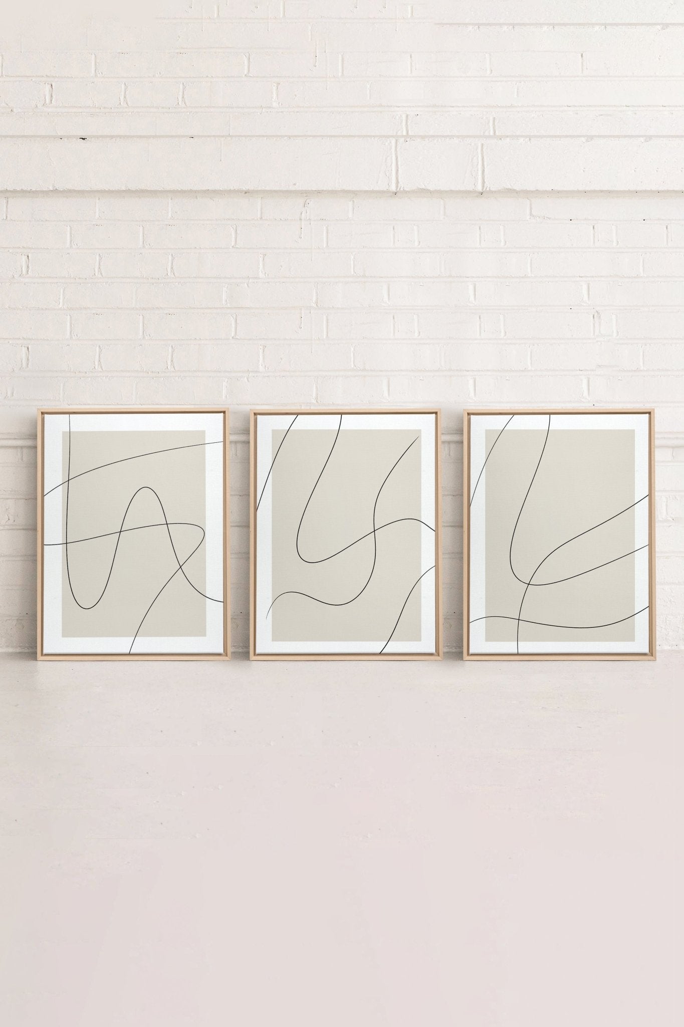 ELEGANT CURVES TRIO (3 Oeuvres sur toile étirée) - Les Trouvailles de JustineDuo & TrioOleka Canvas3 toiles 9x12Bois naturel