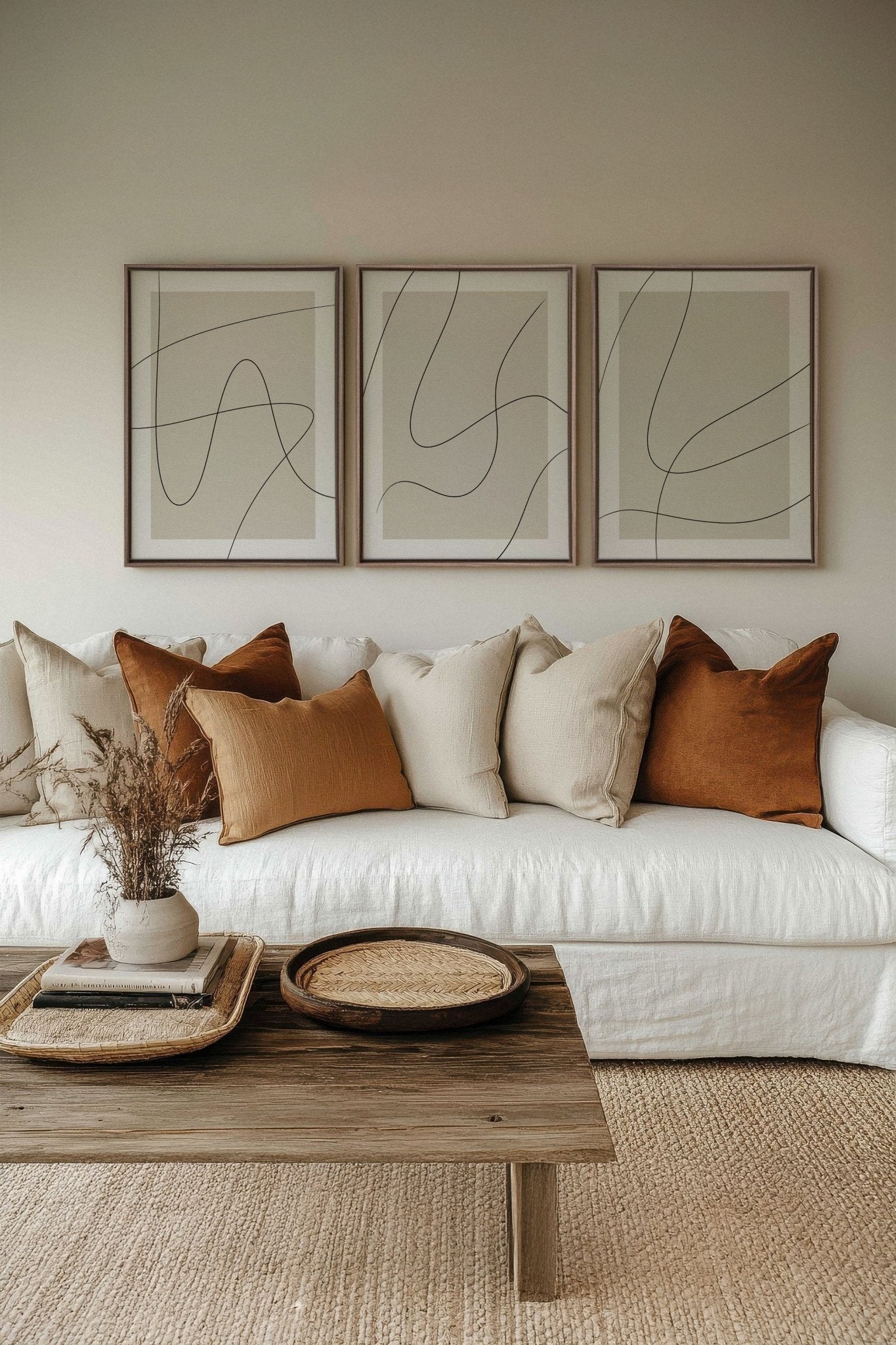 ELEGANT CURVES TRIO (3 Oeuvres sur toile étirée) - Les Trouvailles de JustineDuo & TrioOleka Canvas3 toiles 9x12Bois Oak