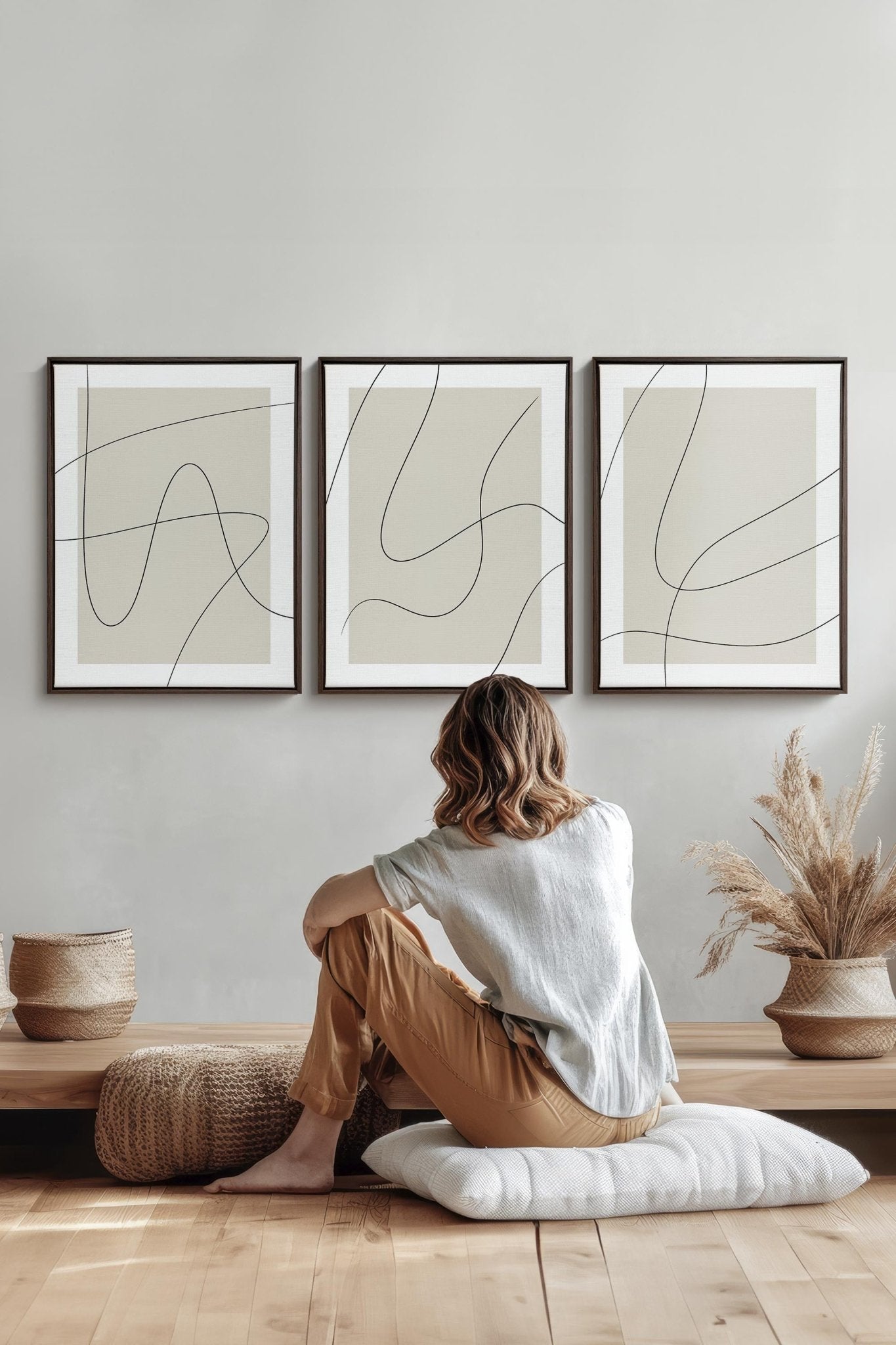 ELEGANT CURVES TRIO (3 Oeuvres sur toile étirée) - Les Trouvailles de JustineDuo & TrioOleka Canvas3 toiles 9x12Espresso