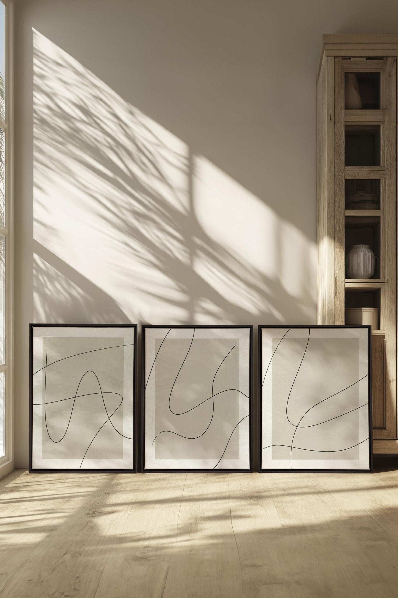ELEGANT CURVES TRIO (3 Oeuvres sur toile étirée) - Les Trouvailles de JustineDuo & TrioOleka Canvas3 toiles 9x12Noir
