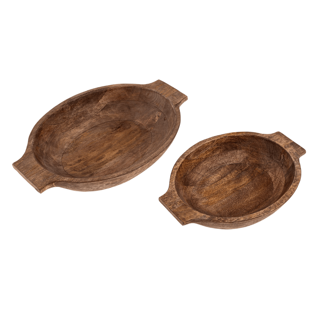 Ensemble de 2 Bols à Pâte Kerala | Bois de Manguier | Fait main - Les Trouvailles de JustineIndaba Home