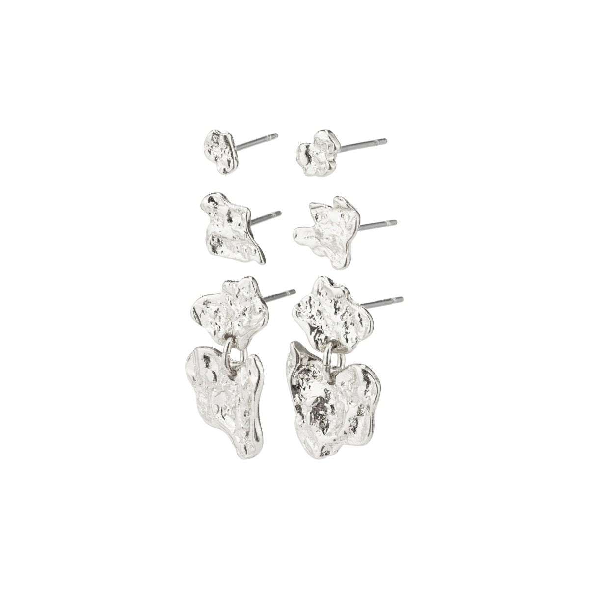 Jeu de boucles d’oreilles HORIZON 3-en-1 en cristaux, tiges, finition argentée (assorties).