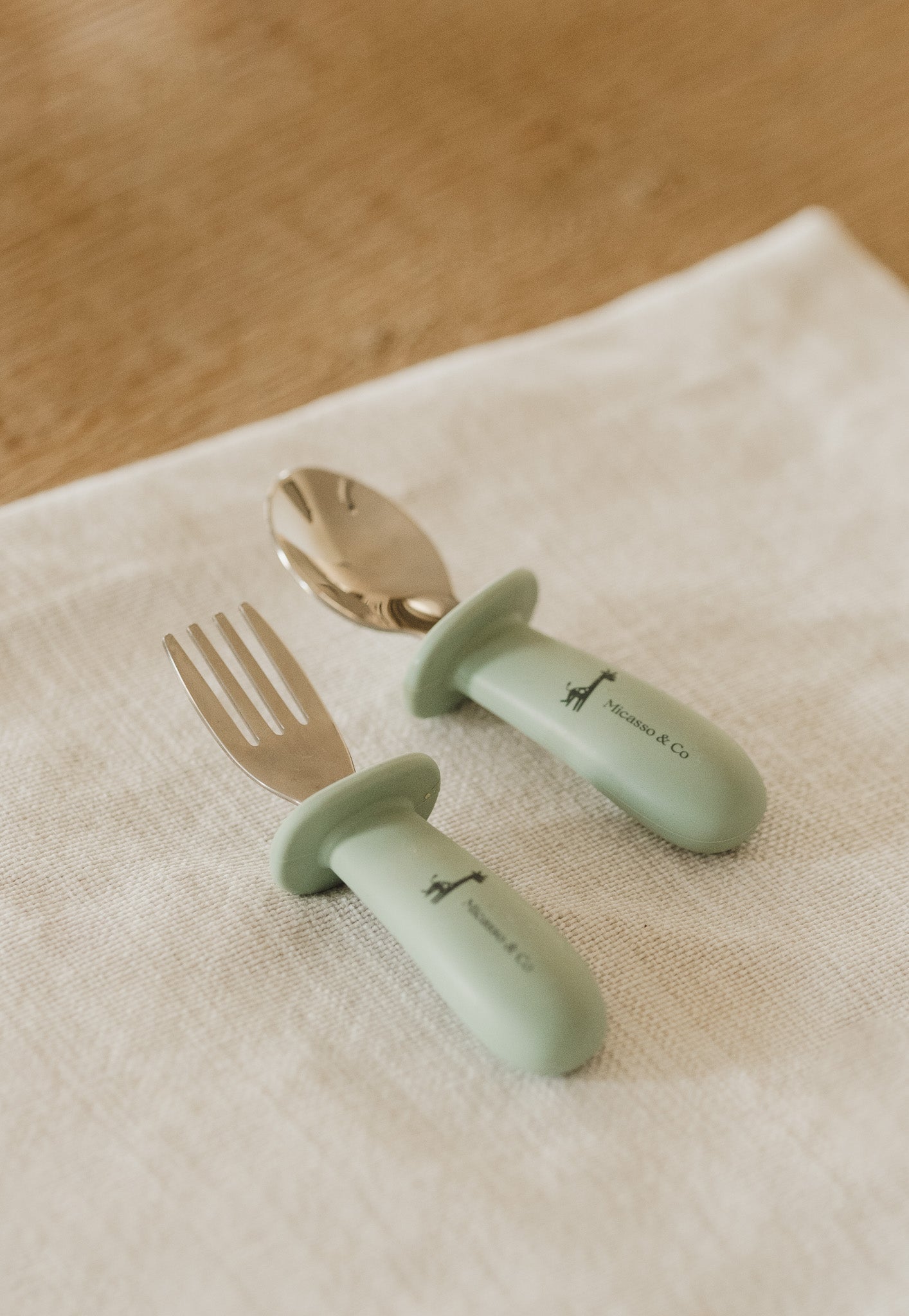 Ensemble de cuillère et fourchette en silicone et métal - Les Trouvailles de JustineMicassoandcobleu océan