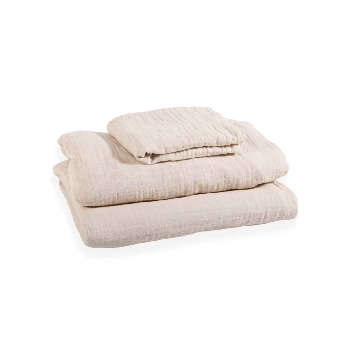 Ensemble de draps en mousseline ivoire (3 pièces), draps pliés