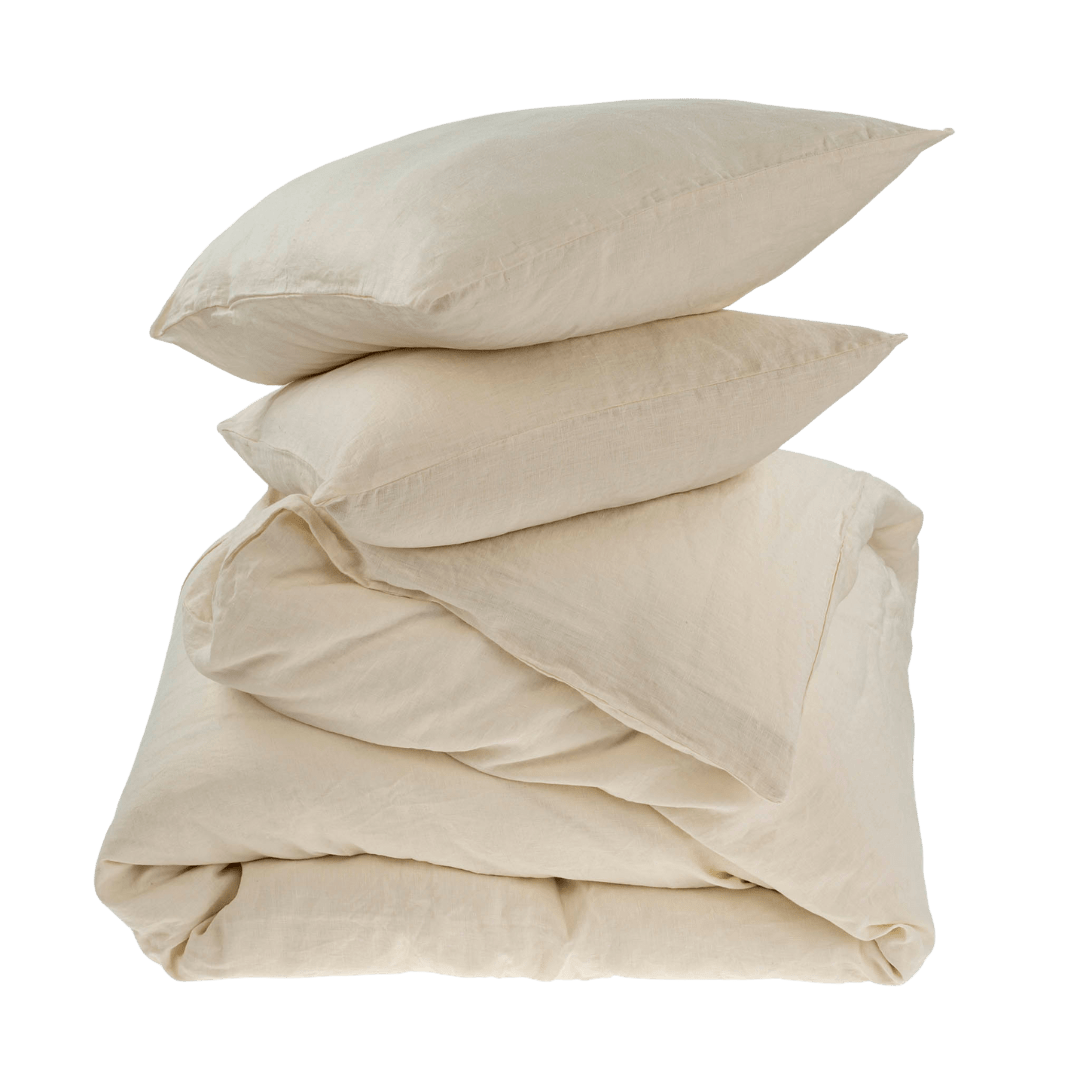 Ensemble Housse de Couette Reverie en Lin | Grand Format Queen | Ivoire Naturel - Les Trouvailles de JustineIndaba Home