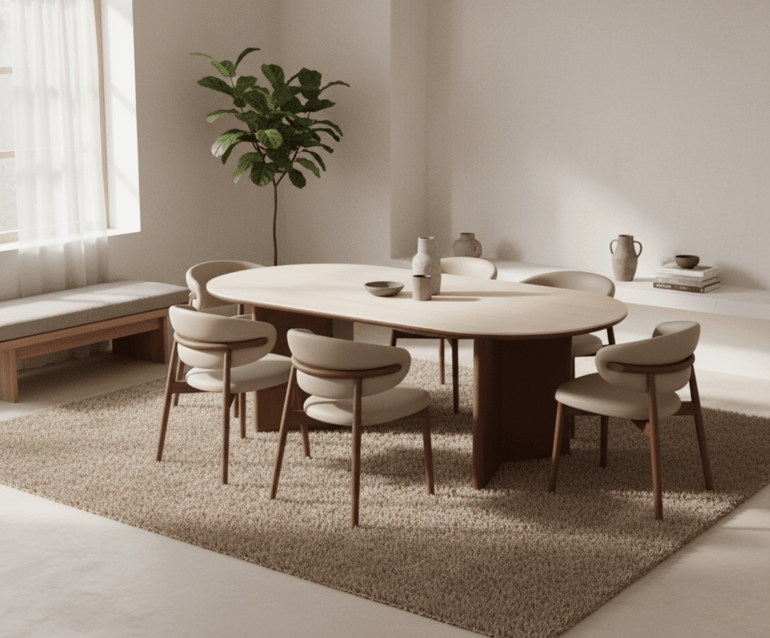 Ensemble table et chaises ovales Tokyo | Bois de frêne massif - Les Trouvailles de Justinedining setAltera