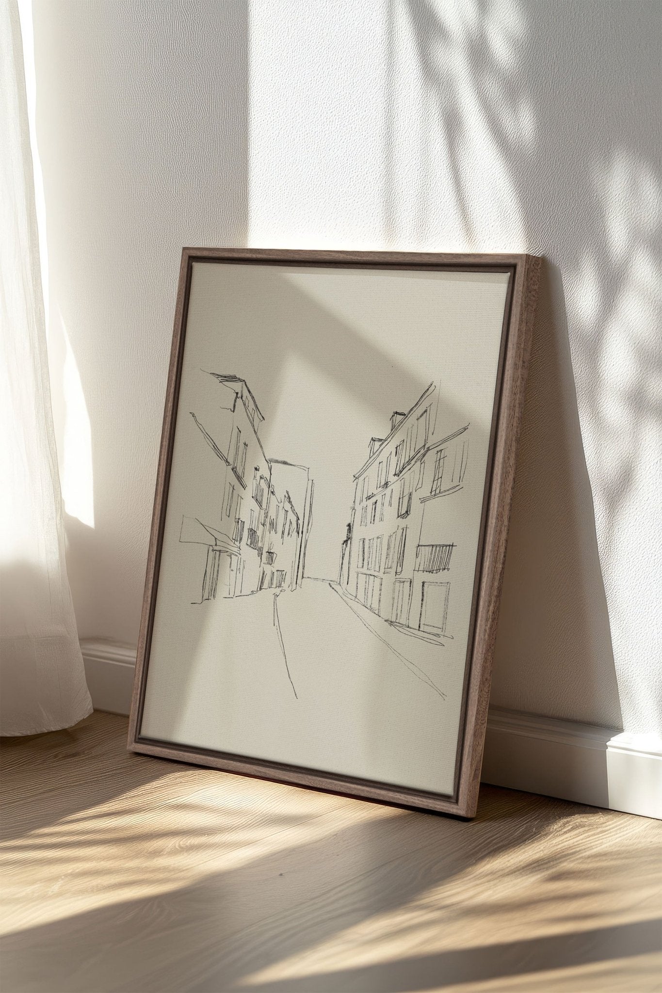 ESQUISSE URBAINE, Oeuvre sur toile étirée - Les Trouvailles de JustinecanvasOleka Canvas12x16Bois Oak