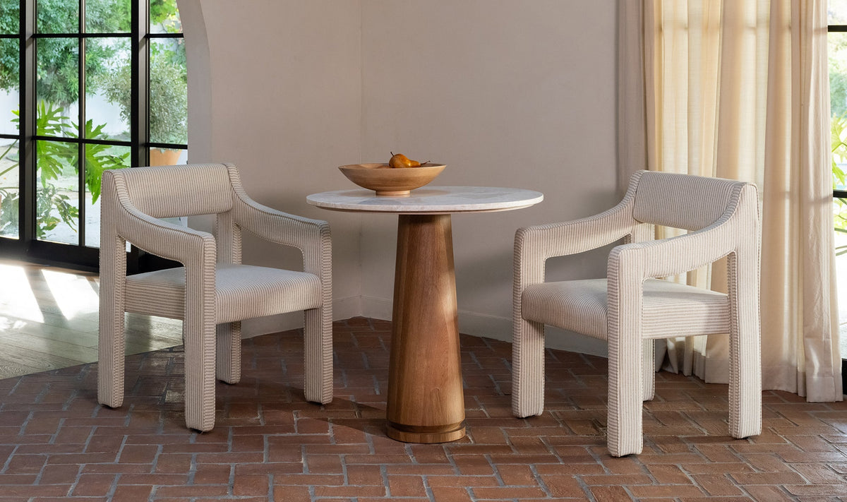 Chaise de salle à manger Evelyn | Accoudoirs rembourrés | 2 options de revêtement