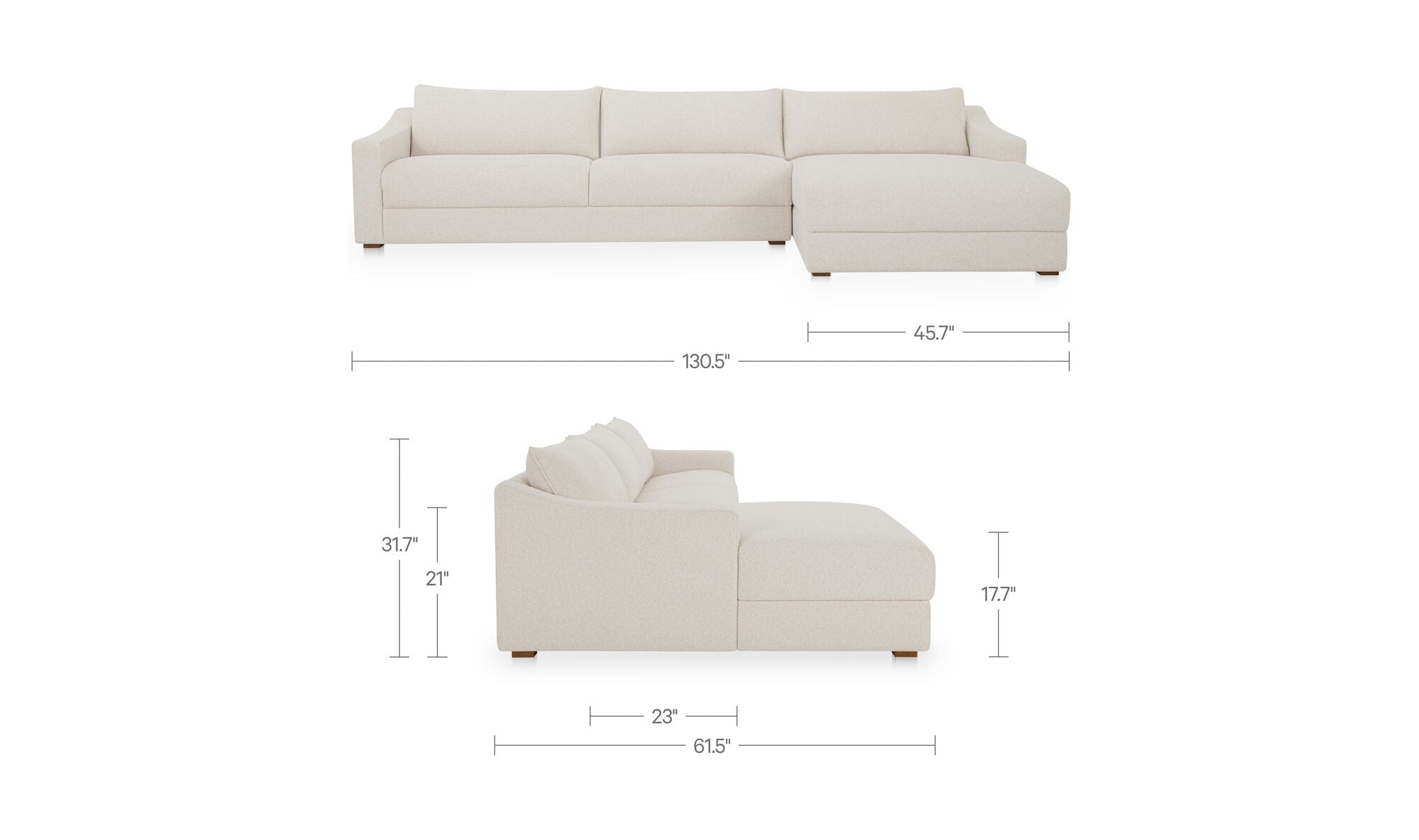 Canapé sectionnel Farrow | Coussins profonds | Design épuré