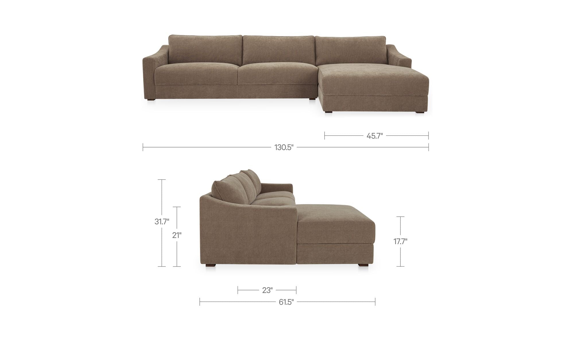 Canapé sectionnel Farrow | Coussins profonds | Design épuré