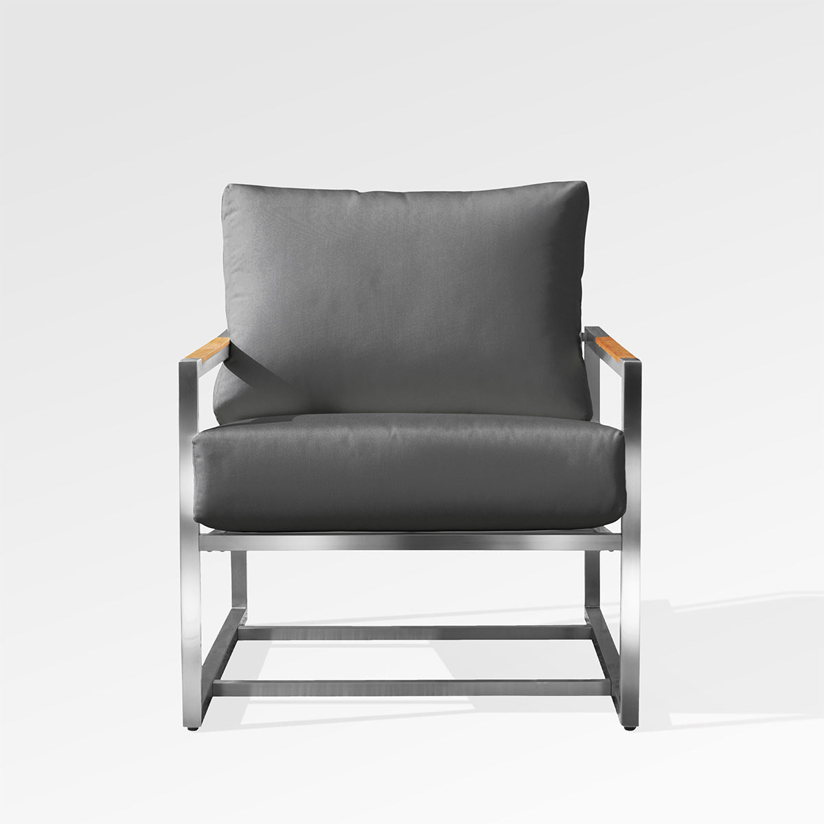 Fauteuil Acacia | Acier inoxydable et teck | Coussins Sunbrella® - Les Trouvailles de JustinechairsEncloverGris ardoiseOui