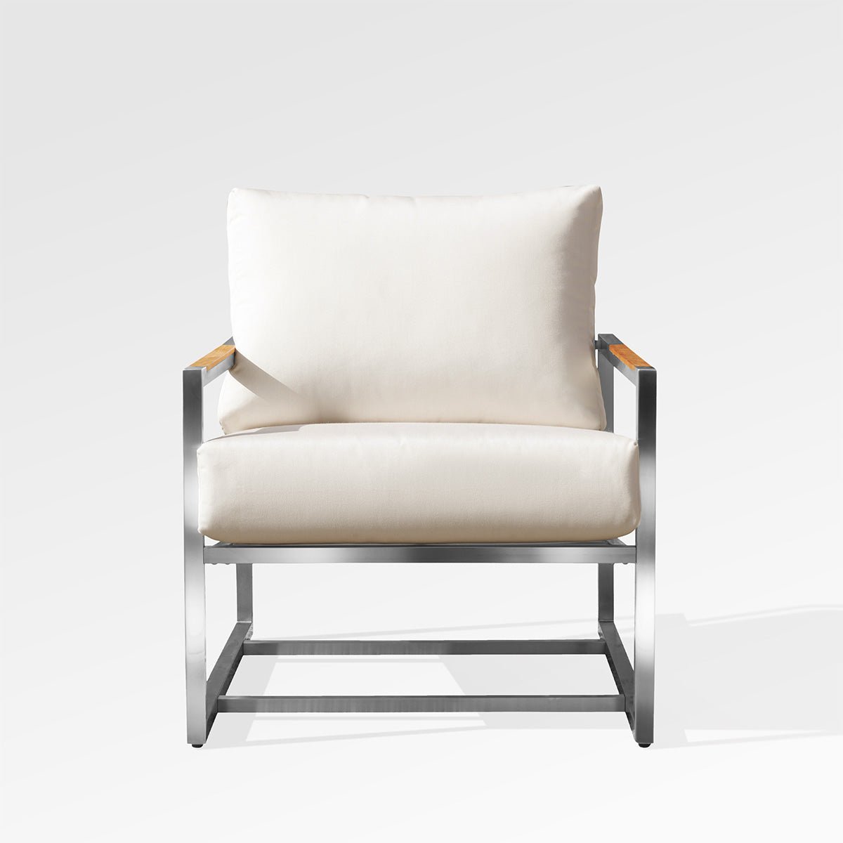Fauteuil Acacia | Acier inoxydable et teck | Coussins Sunbrella® - Les Trouvailles de JustinechairsEncloverIvoire chinéOui