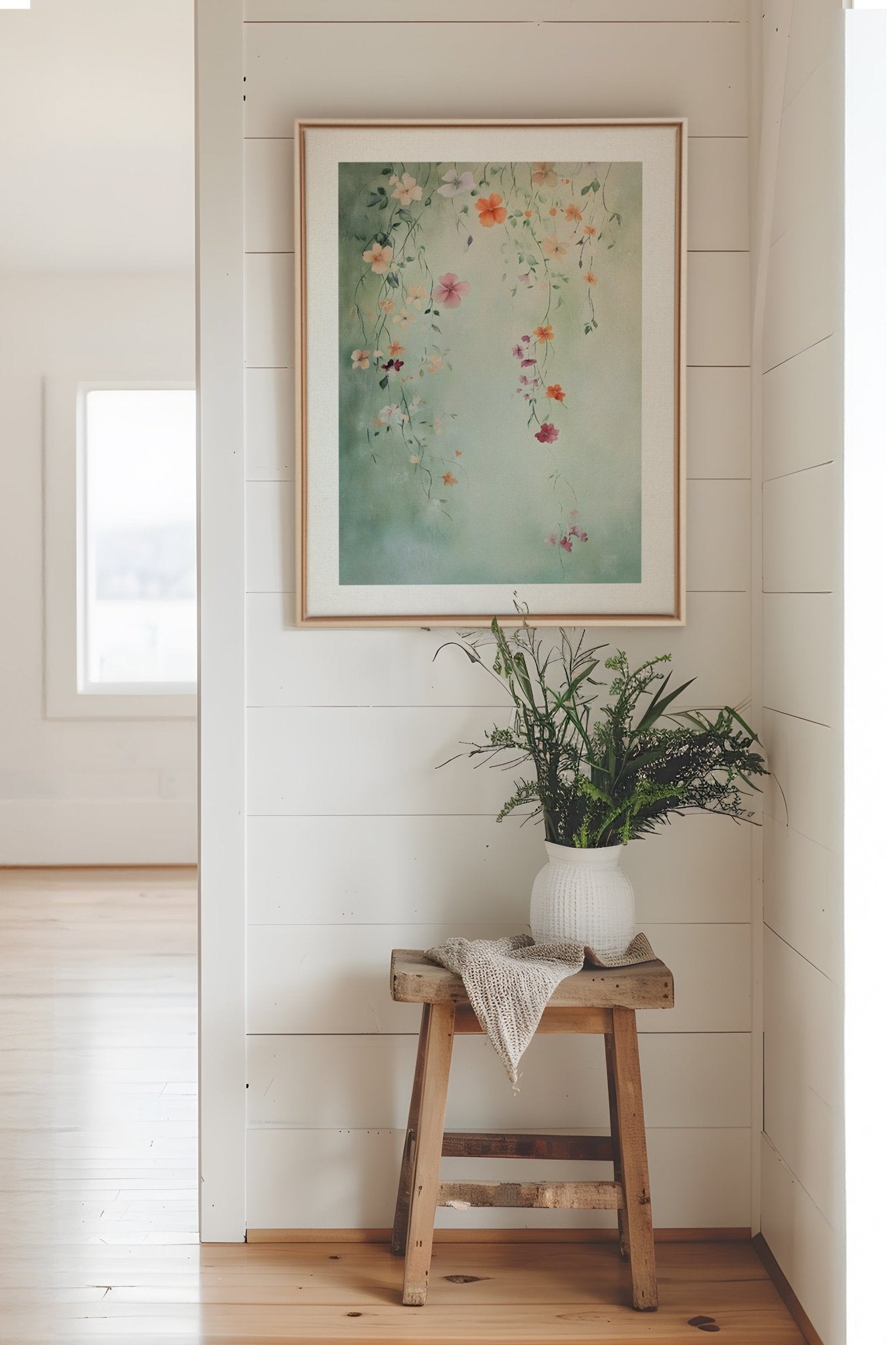 FLORAL CASCADE, Oeuvre sur toile étirée - Les Trouvailles de JustinecanvasOleka Canvas12x16Bois naturel