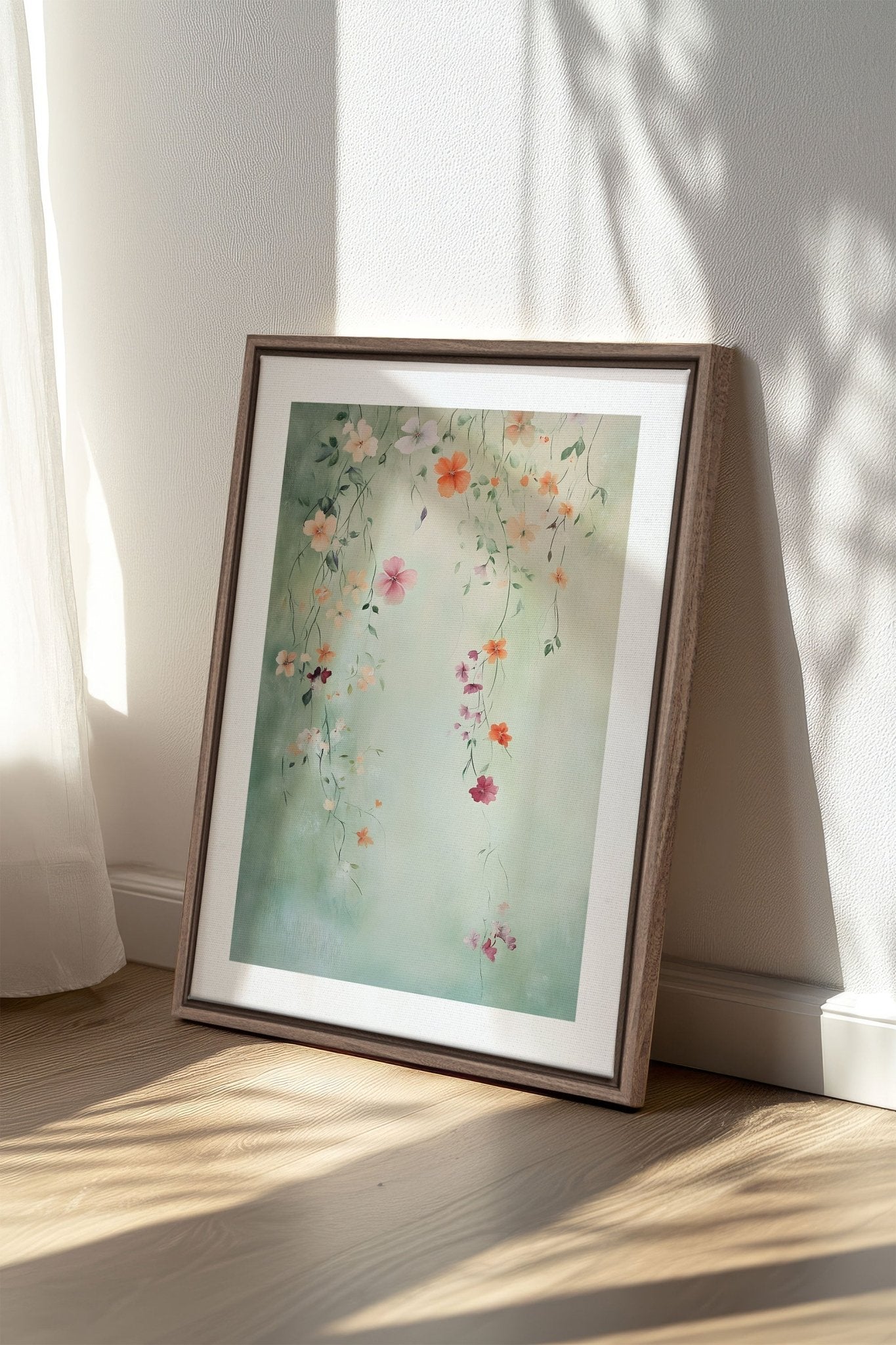 FLORAL CASCADE, Oeuvre sur toile étirée - Les Trouvailles de JustinecanvasOleka Canvas12x16Bois Oak