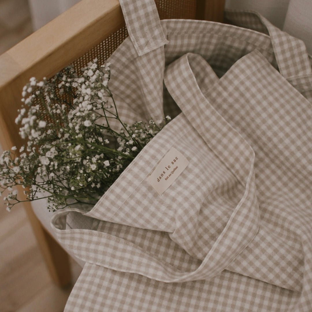 Fourre - tout en coton biologique - Collection Vichy - Les Trouvailles de Justinesac réutilisableDans Le SacSauge