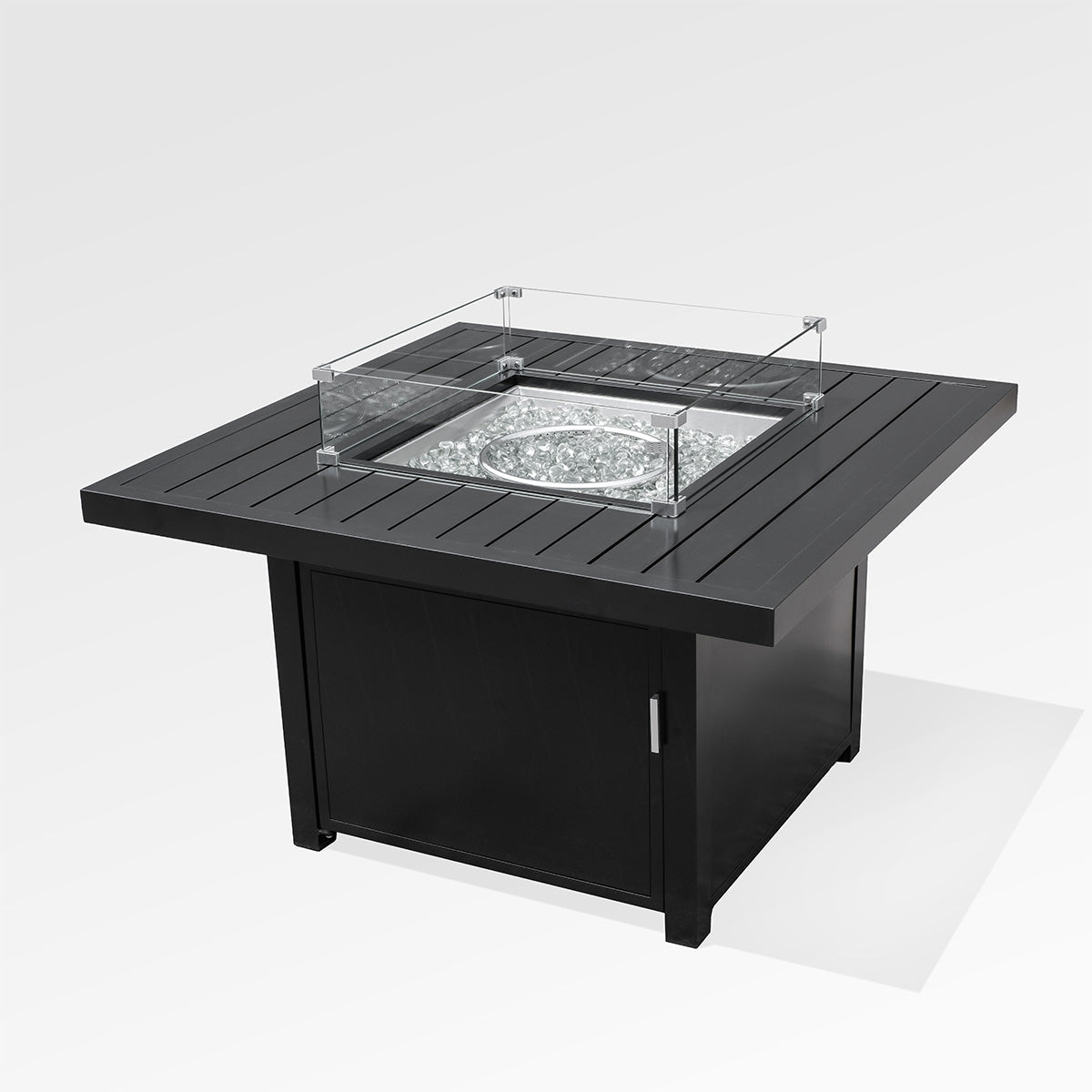 Foyer extérieur carré Enclover | Aluminium noir avec pare - vent et housse - Les Trouvailles de JustineAccessoriesEncloverYes