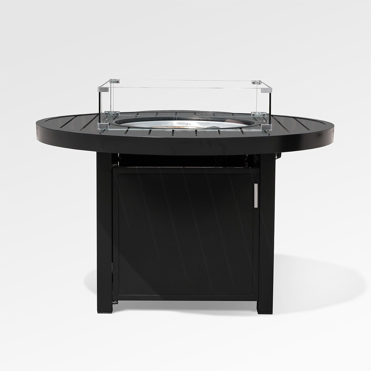 Foyer extérieur rond | Aluminium noir avec pare - vent et housse - Les Trouvailles de JustineAccessoriesEncloverYes