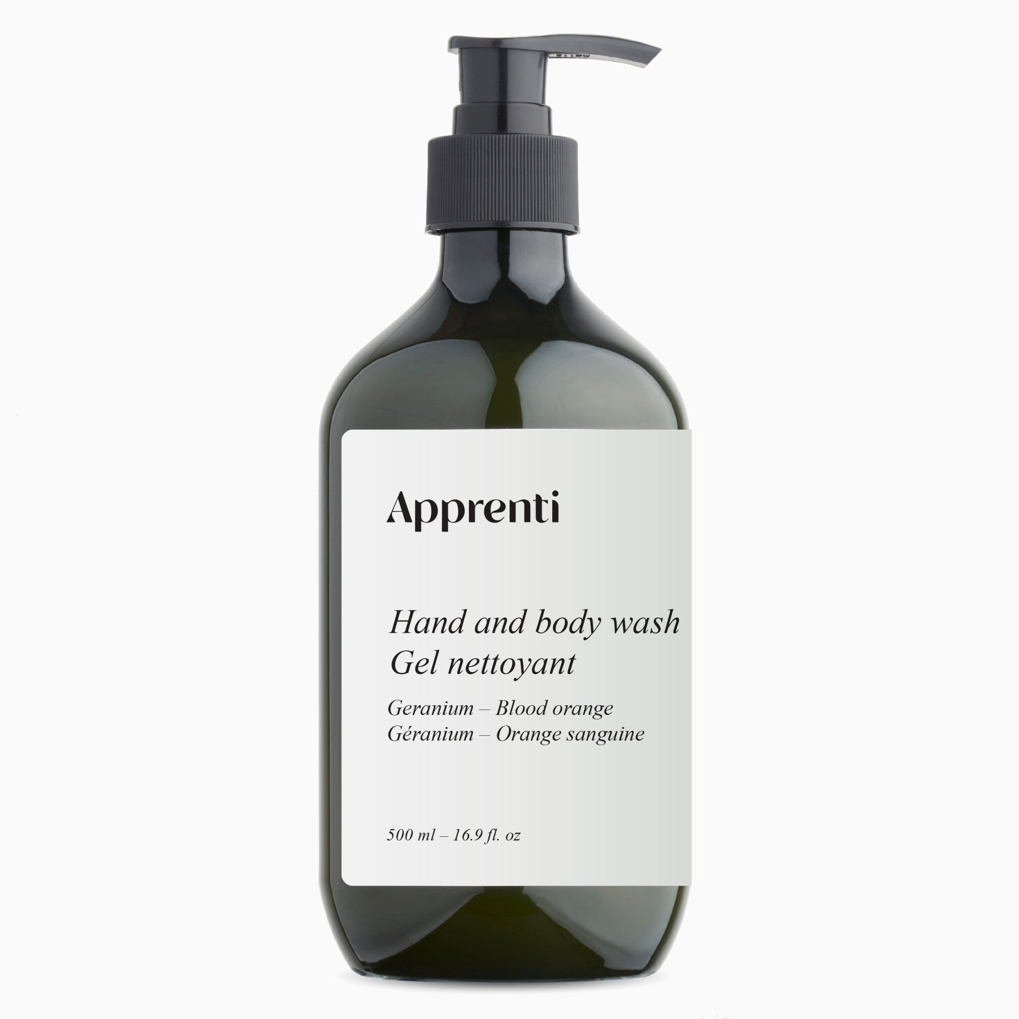 Gel lavant mains et corps au géranium et à l’orange sanguine | Apprenti - Les Trouvailles de JustineBody WashApprenti500ml