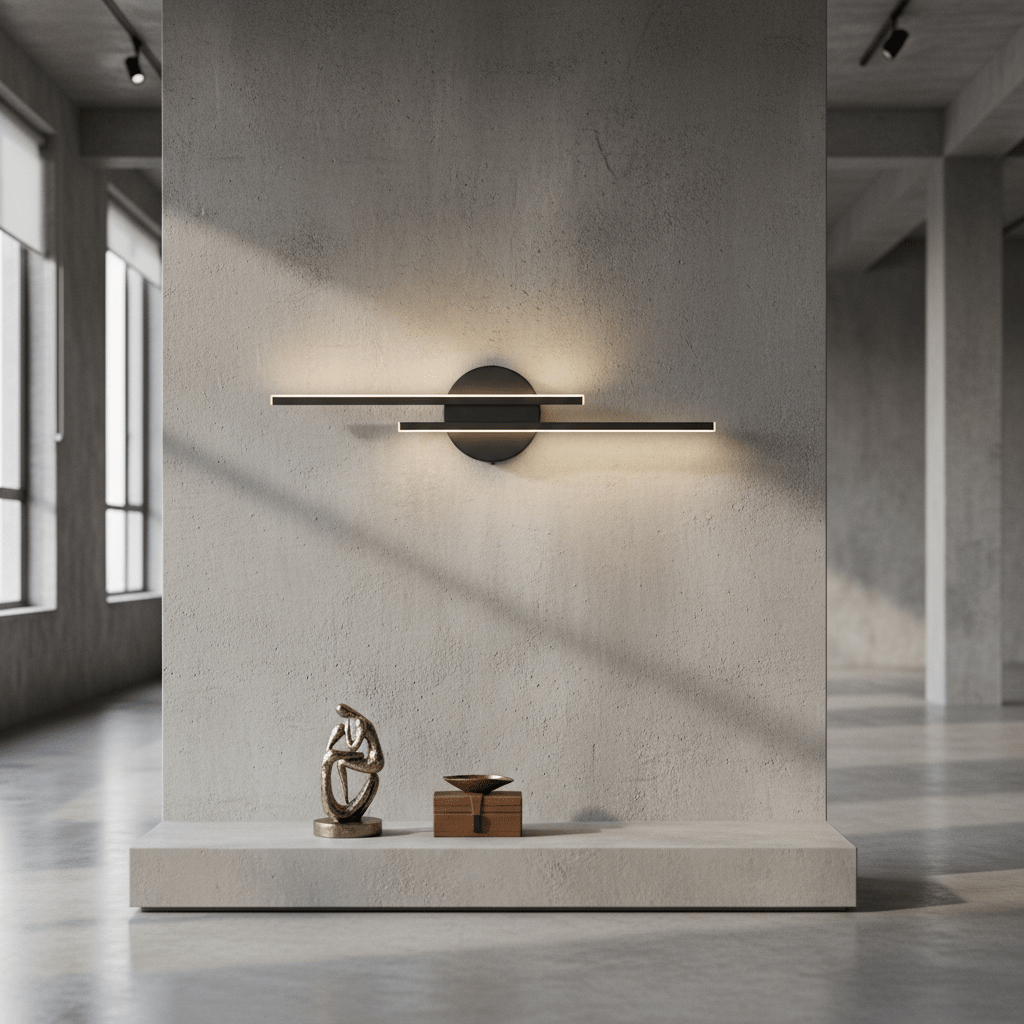 Applique murale Horizon Glow noire mate avec LED intégrée, design moderne et minimaliste
