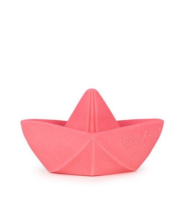 Bateau origami pour le bain en caoutchouc naturel | Jouet d’éveil & de dentition | Fait main