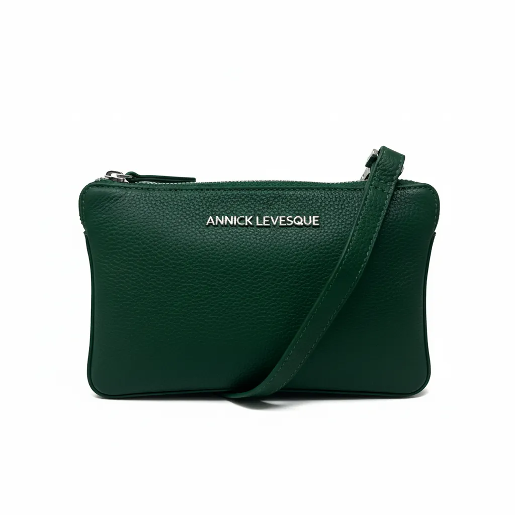 Petit sac bandoulière Annie en cuir vert foncé