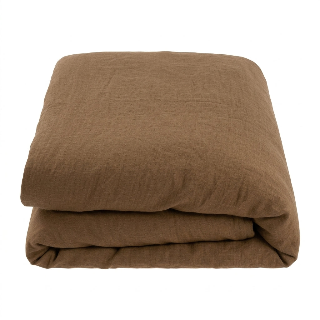 Housse de couette en lin marron | Queen et King