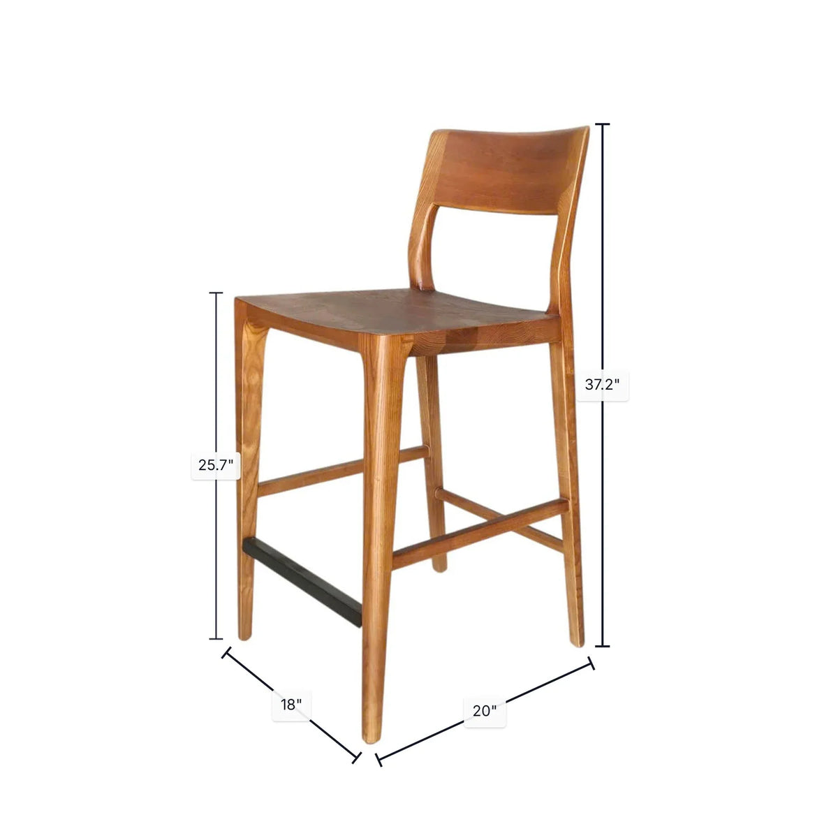 Tabouret de comptoir Jarvis | Frêne massif | 3 finis disponibles