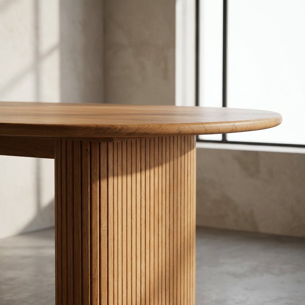 Table à manger Kelowna arrondie | Bois massif | Placage naturel | Très stable