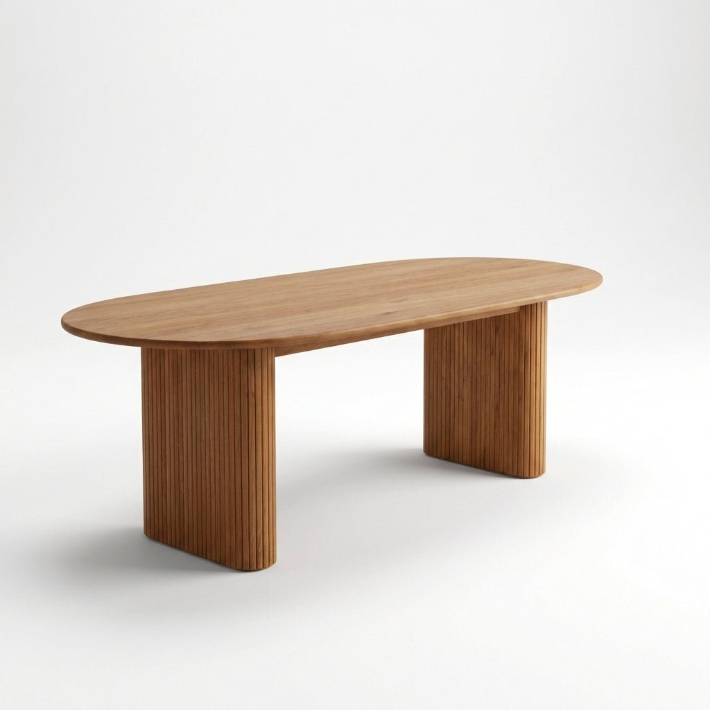 Table à manger Kelowna arrondie | Bois massif | Placage naturel | Très stable