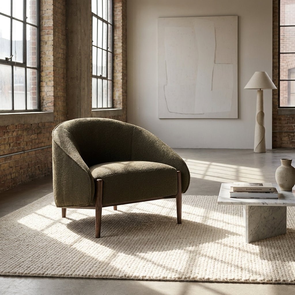 Fauteuil d’appoint Kestrel | Dossier enveloppant | Cadre noyer foncé | Fabrication artisanale