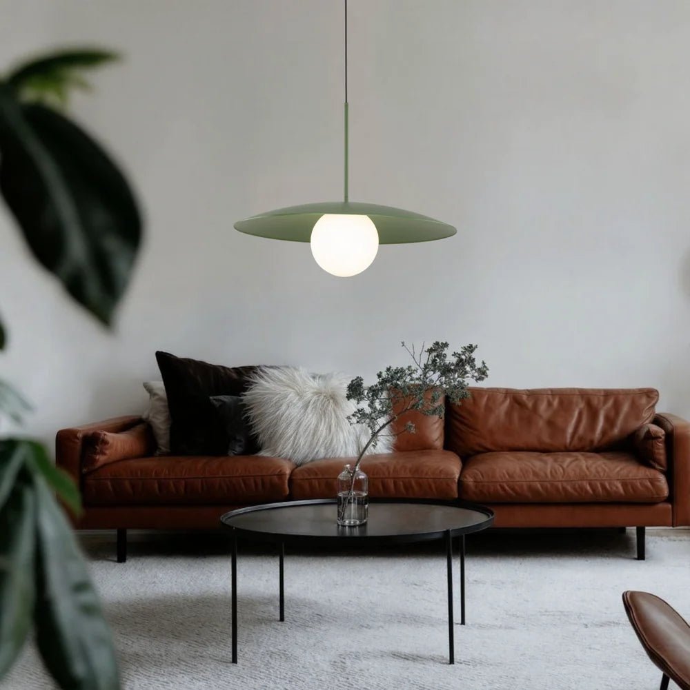Lampe à Suspension Moderne du Milieu du Siècle SLATE | Verre Opalin et Métal Peint - Les Trouvailles de JustineLumoCraftsBeige