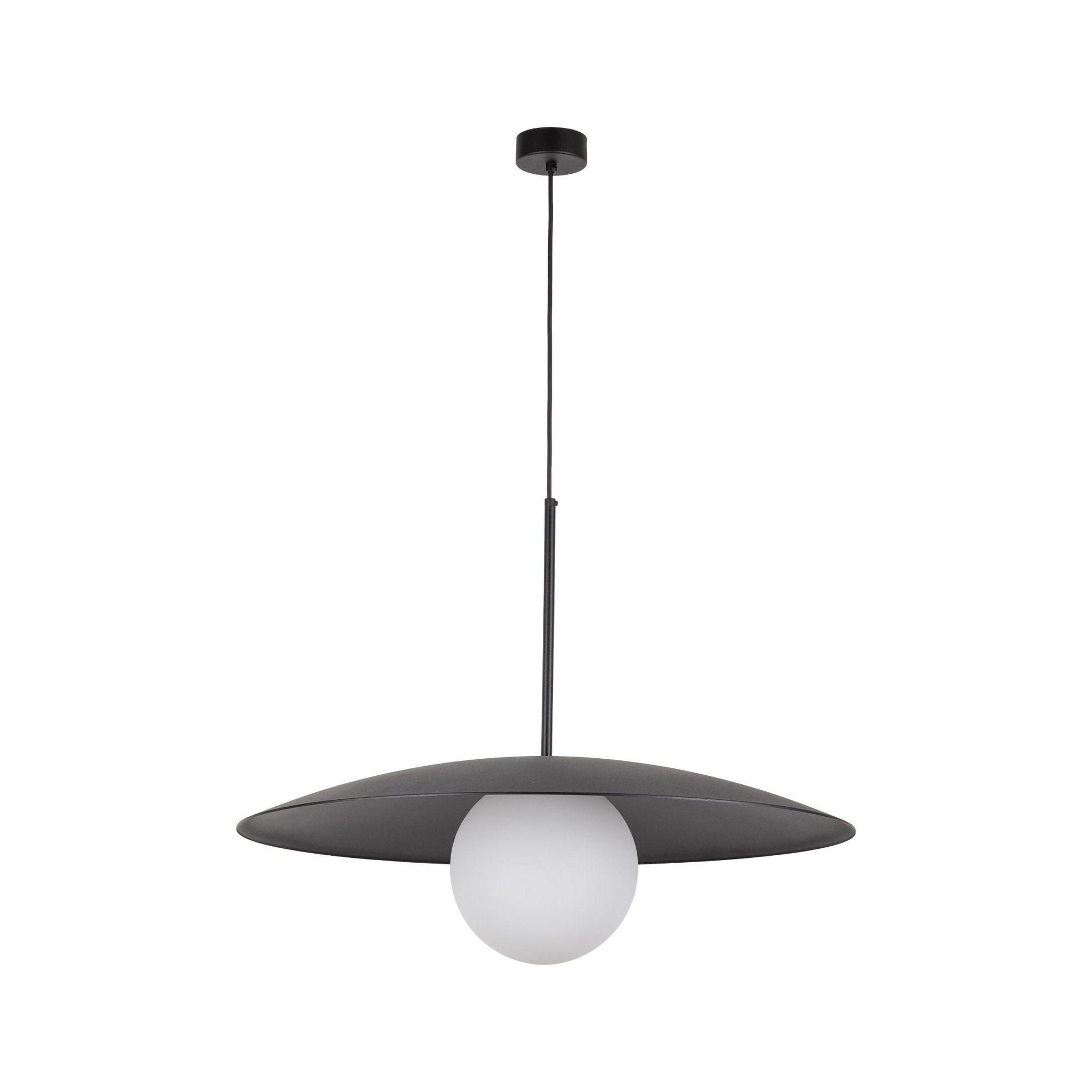 Lampe à Suspension Moderne du Milieu du Siècle SLATE | Verre Opalin et Métal Peint - Les Trouvailles de JustineLumoCraftsBlack