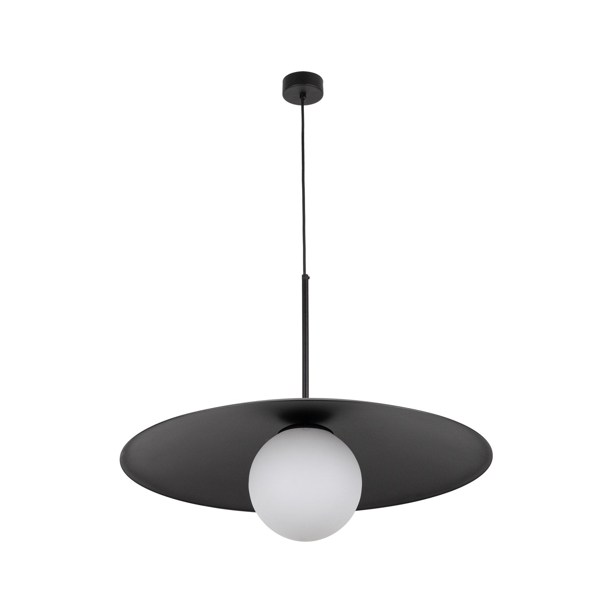 Lampe à Suspension Moderne du Milieu du Siècle SLATE | Verre Opalin et Métal Peint - Les Trouvailles de JustineLumoCraftsBlack