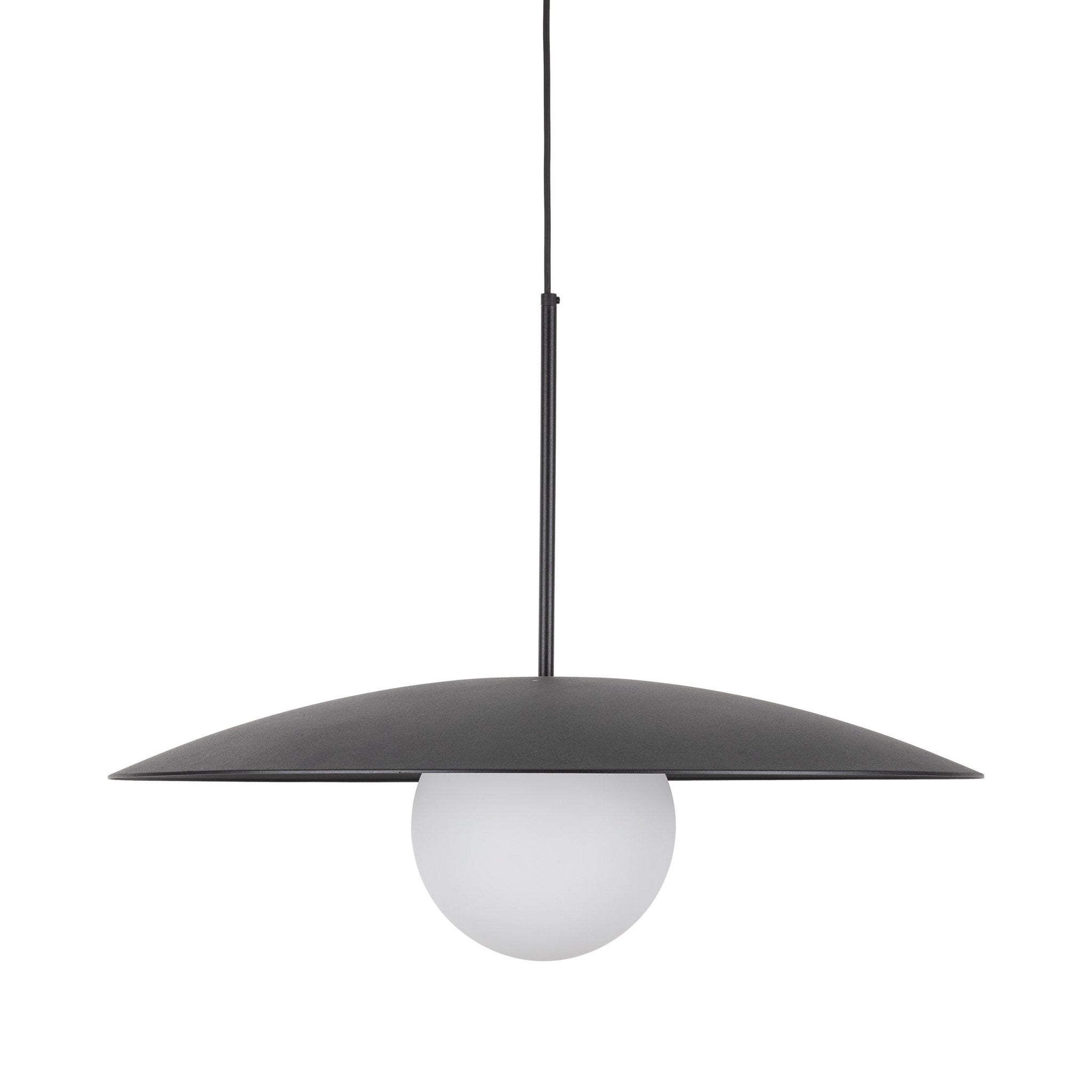 Lampe à Suspension Moderne du Milieu du Siècle SLATE | Verre Opalin et Métal Peint - Les Trouvailles de JustineLumoCraftsBlack