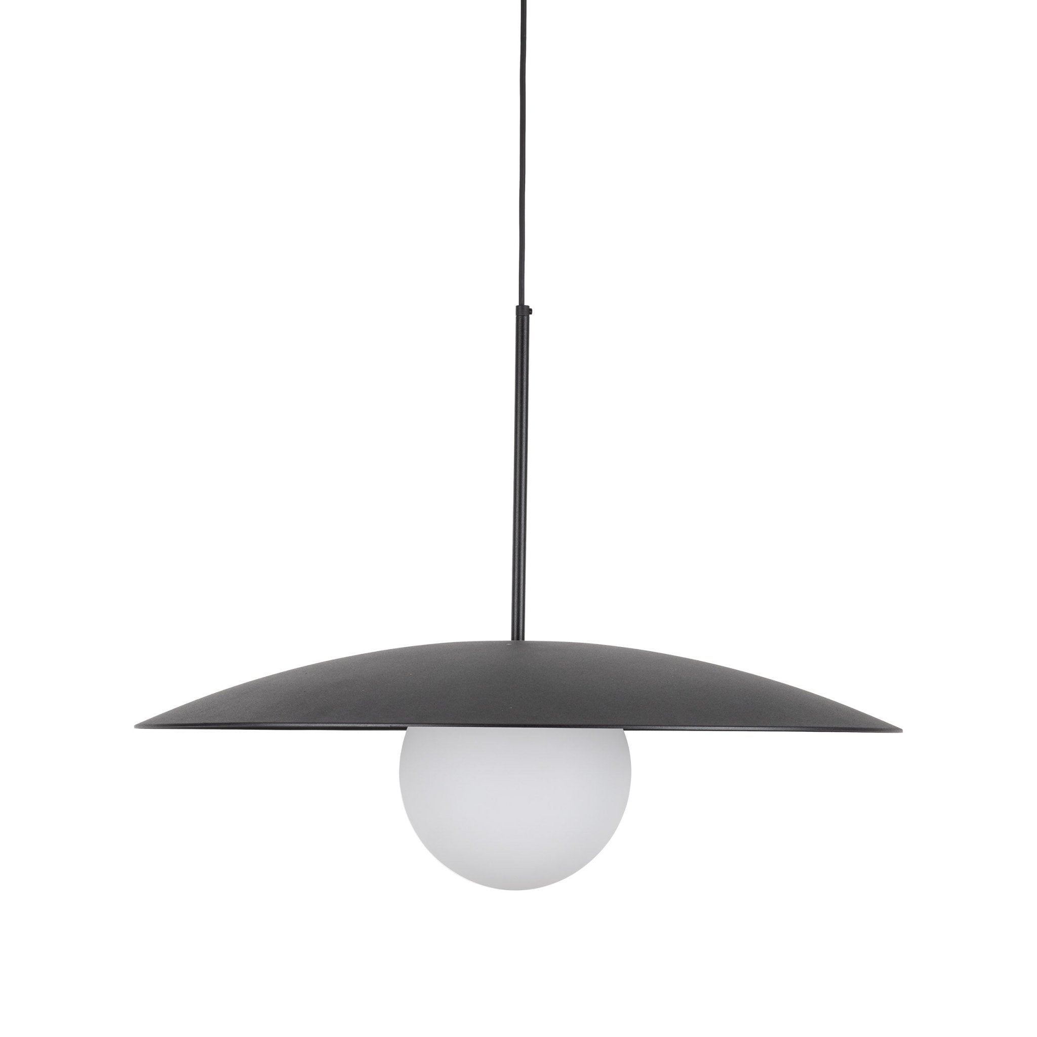 Lampe à Suspension Moderne du Milieu du Siècle SLATE | Verre Opalin et Métal Peint - Les Trouvailles de JustineLumoCraftsBlack