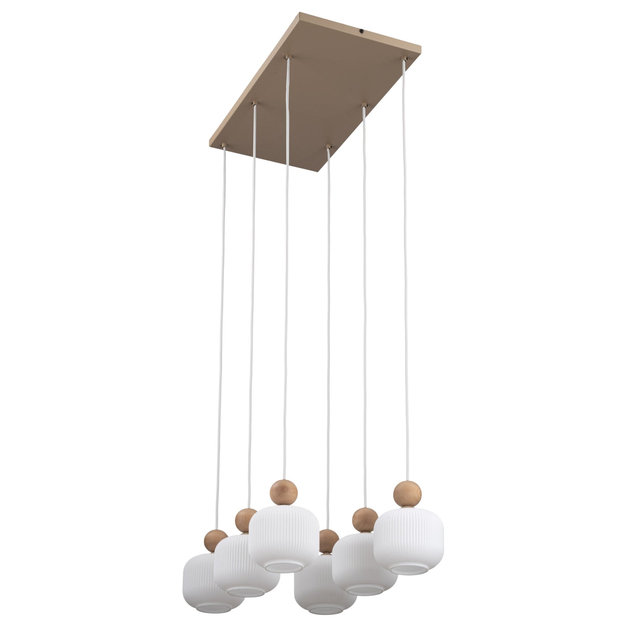 Lampe à Suspension Scandinave Ballo 6 | Verre Soufflé et Bois Naturel - Les Trouvailles de JustineLumoCrafts