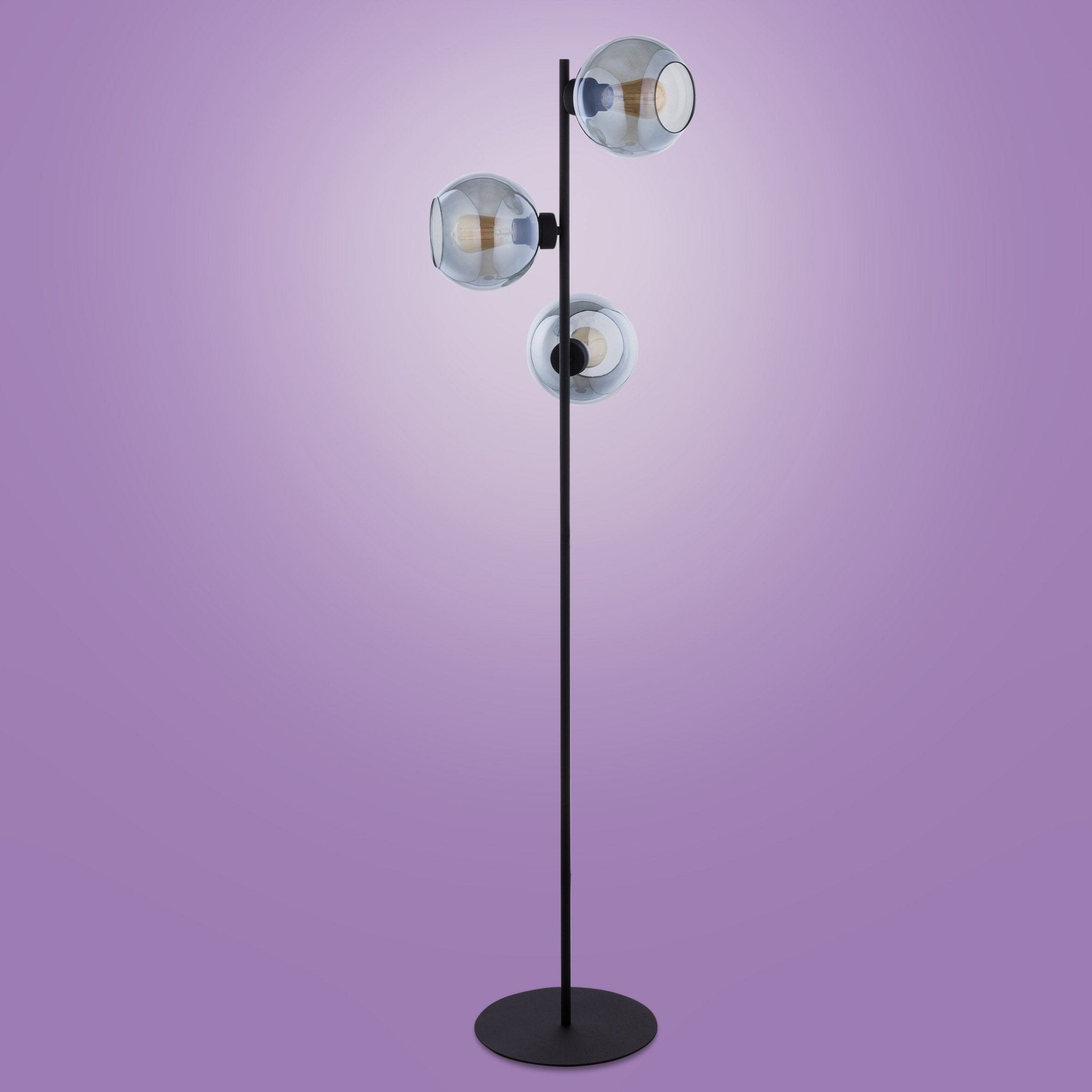 Lampe sur pied CUBUS Graphite | 3 lumières | Style scandinave | Design moderne minimaliste | Métal et verre - Les Trouvailles de JustineLumoCrafts