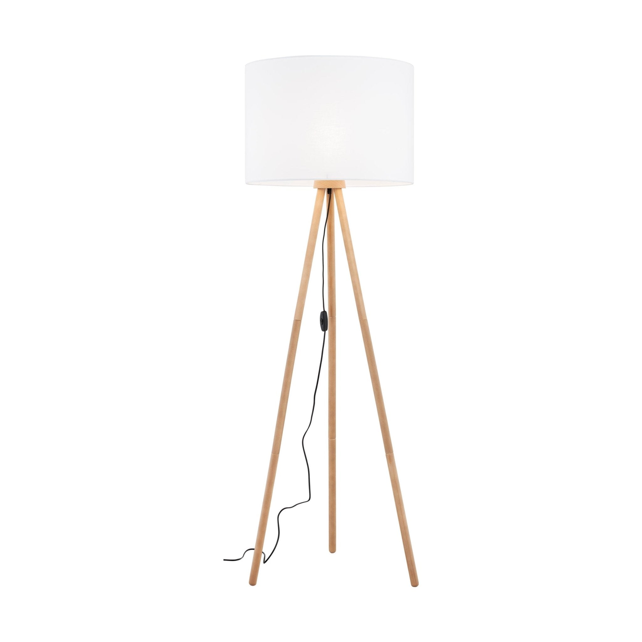 Lampe sur pied TOKYO | 1 lumière | Abat - jour en tissu | Base trépied en bois | Design Japandi - Les Trouvailles de JustineLumoCraftsWhite