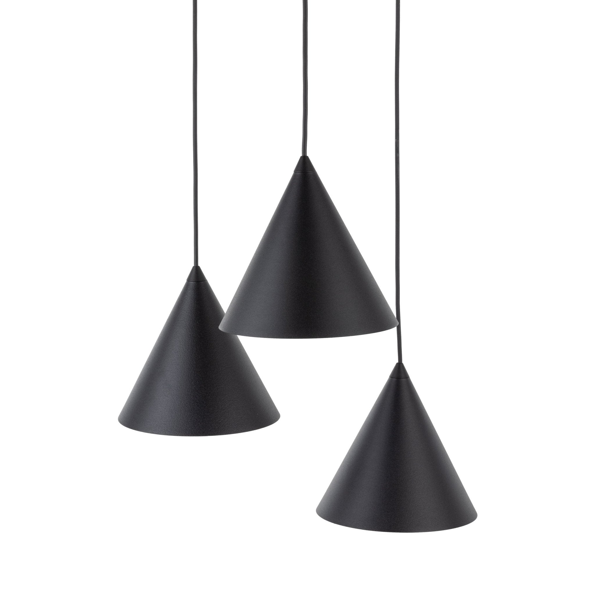 Lampe Suspendue CONO Moderne Minimaliste 3 Lumières | Suspension Conique en Métal Noir - Les Trouvailles de JustineLumoCraftsBlack