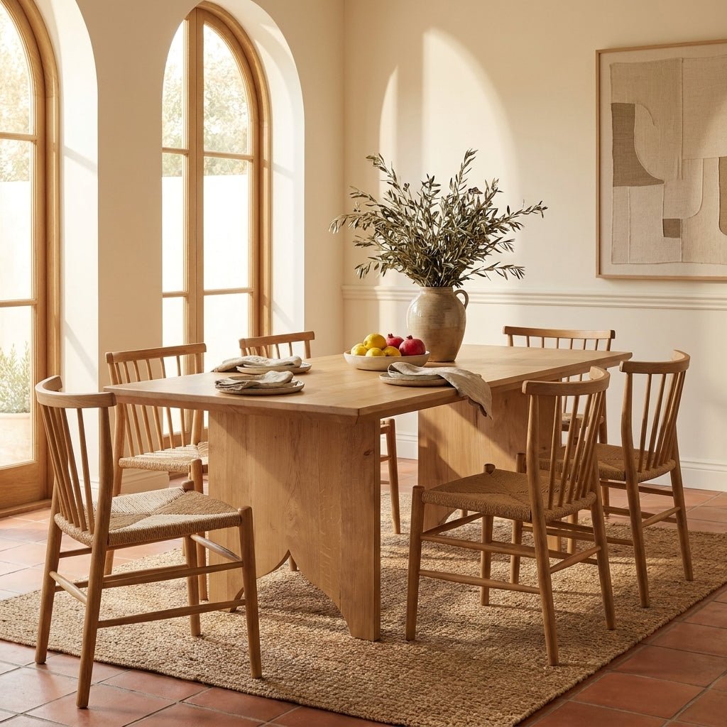 Table de salle à manger Larkin | Chêne massif et fer | 6 à 8 places