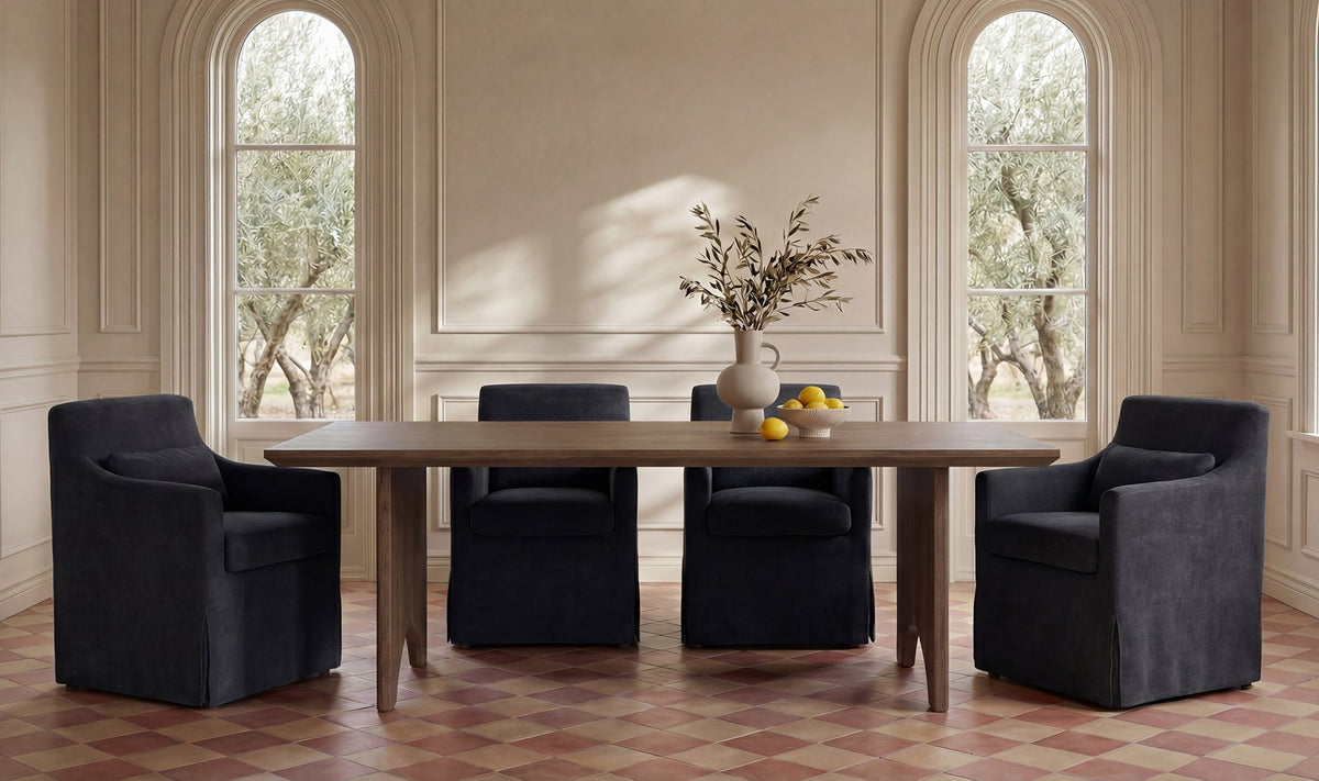 Table de salle à manger Larkin | Chêne massif et fer | 6 à 8 places