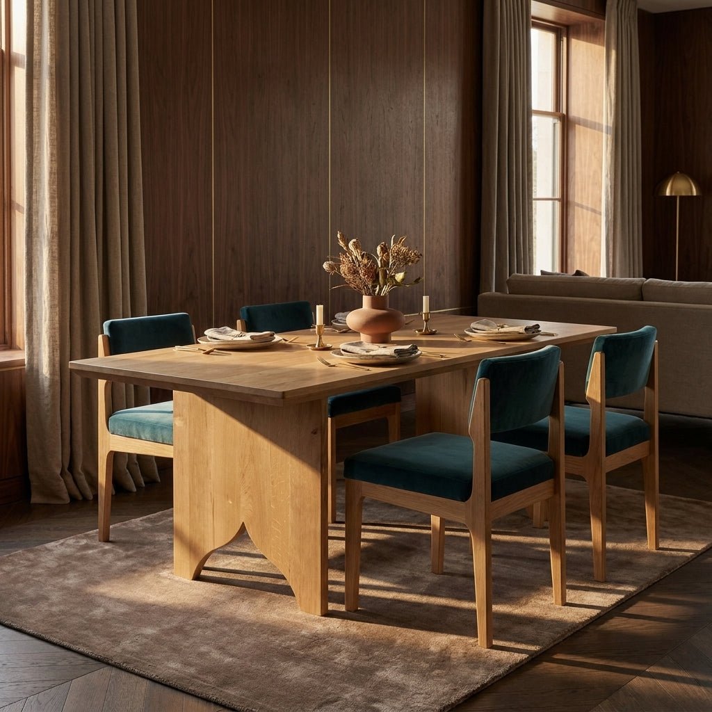 Table de salle à manger Larkin | Chêne massif et fer | 6 à 8 places