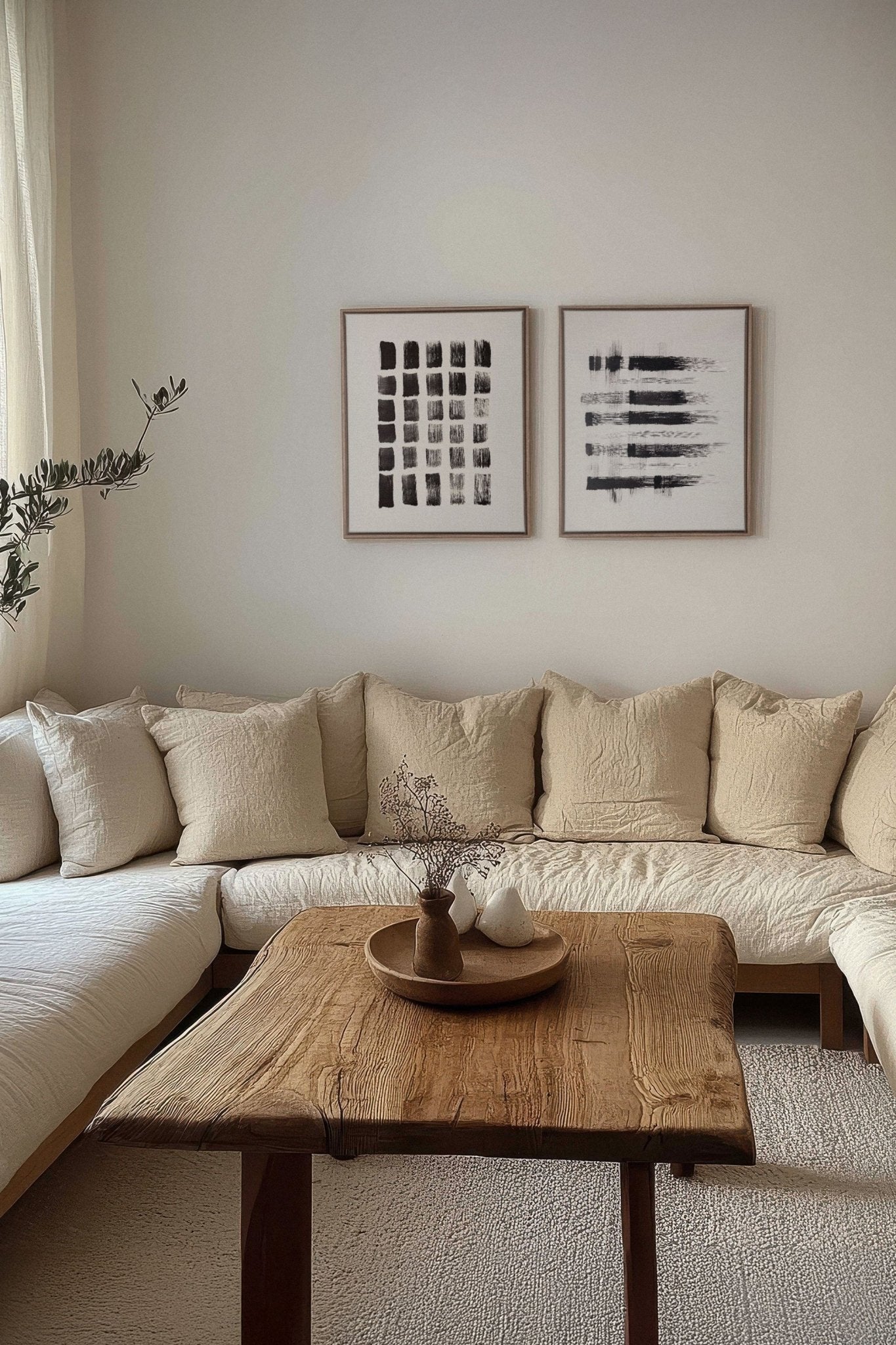 LINEAR CONTRAST DUO (2 Oeuvres sur toile étirée) - Les Trouvailles de JustineDuo & TrioOleka Canvas2 toiles 9x12Bois Oak