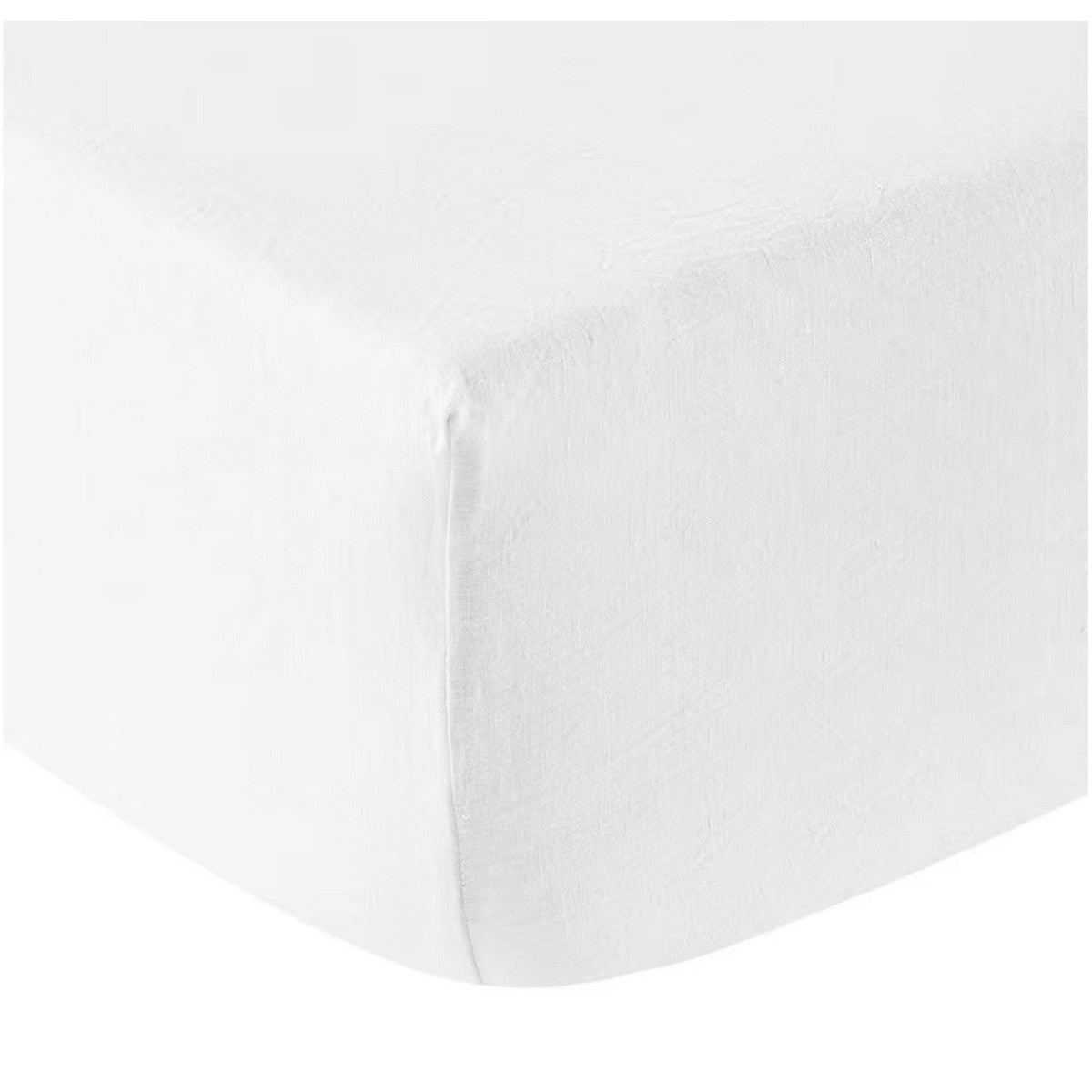 Drap contour en lin blanc avec bord élastique au coin