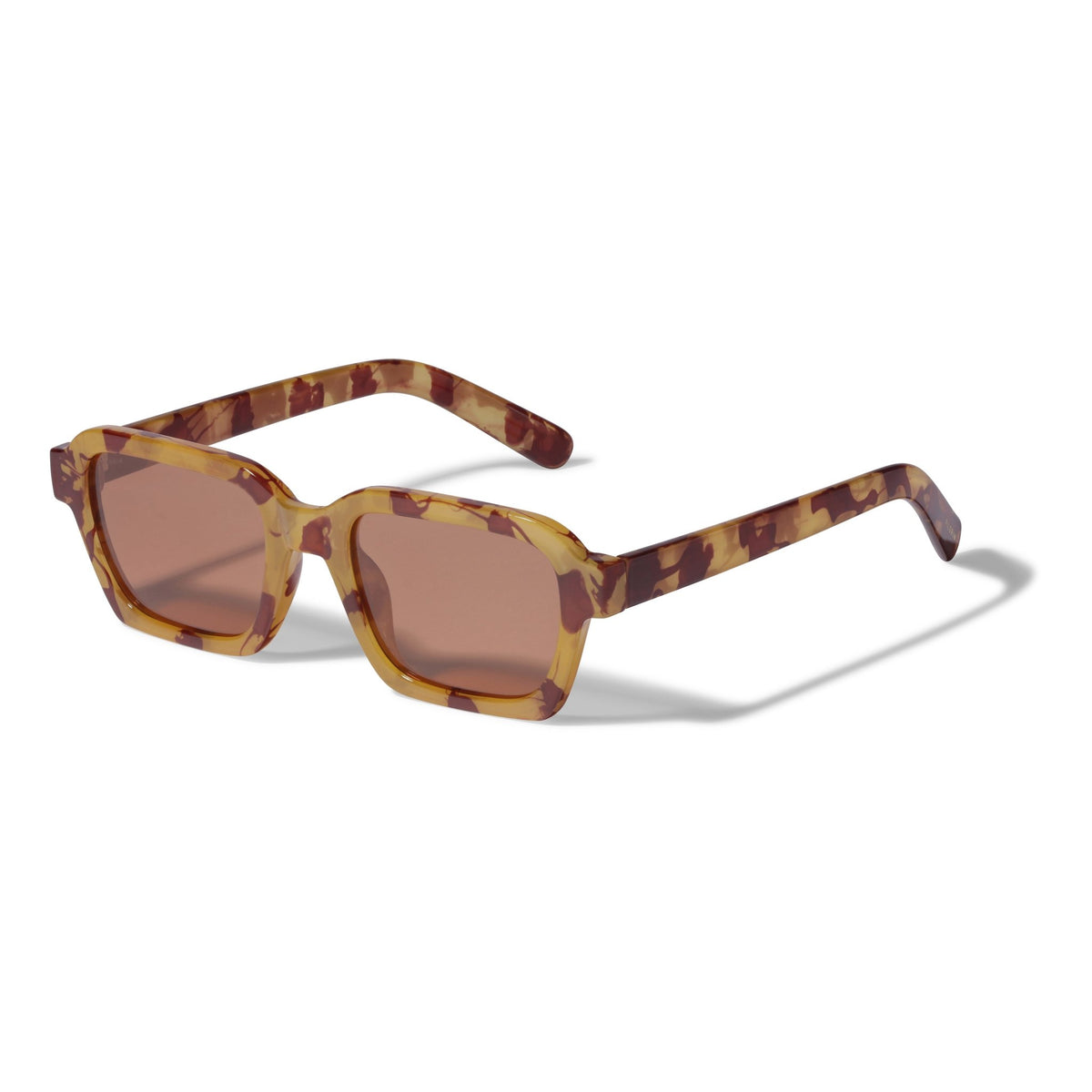Lunettes de soleil ANNALISE monture écaille marron clair, verres ambrés carrés