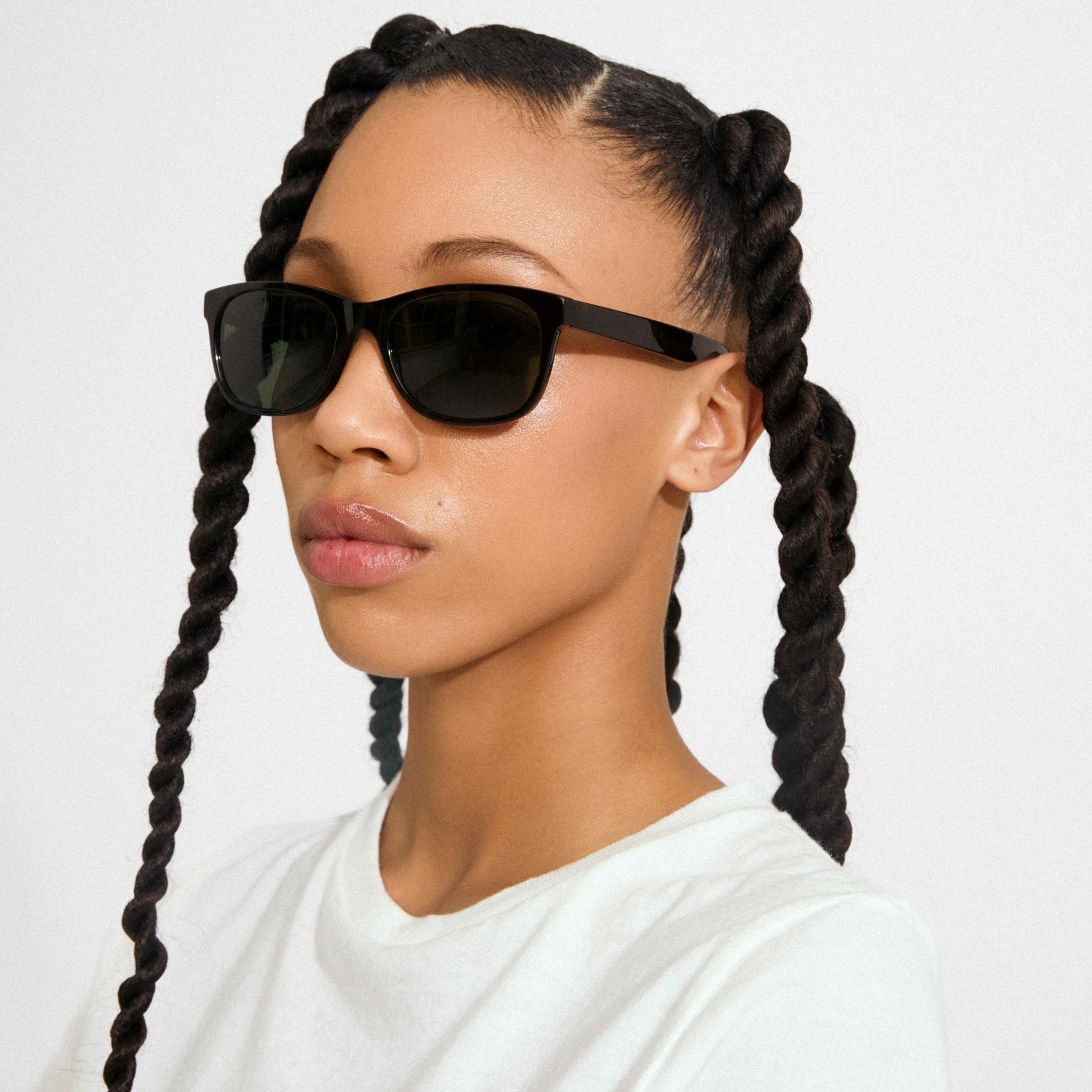 Lunettes de soleil CORBYN à monture écaille brune, verres foncés, style rétro
