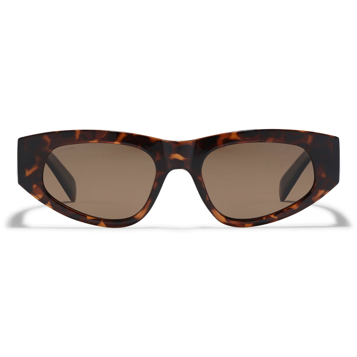 Lunettes de soleil JUNIE Pilgrim monture écaille marron, verres bruns fumés