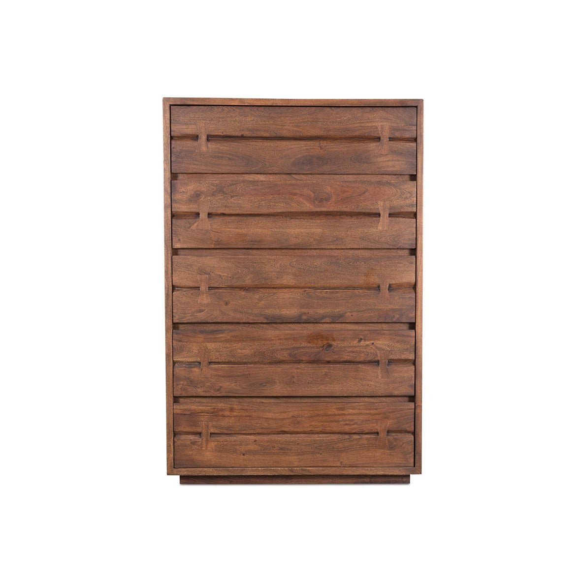 Commode Mahajanga | Acacia massif | 5 tiroirs | Finition brun chaud