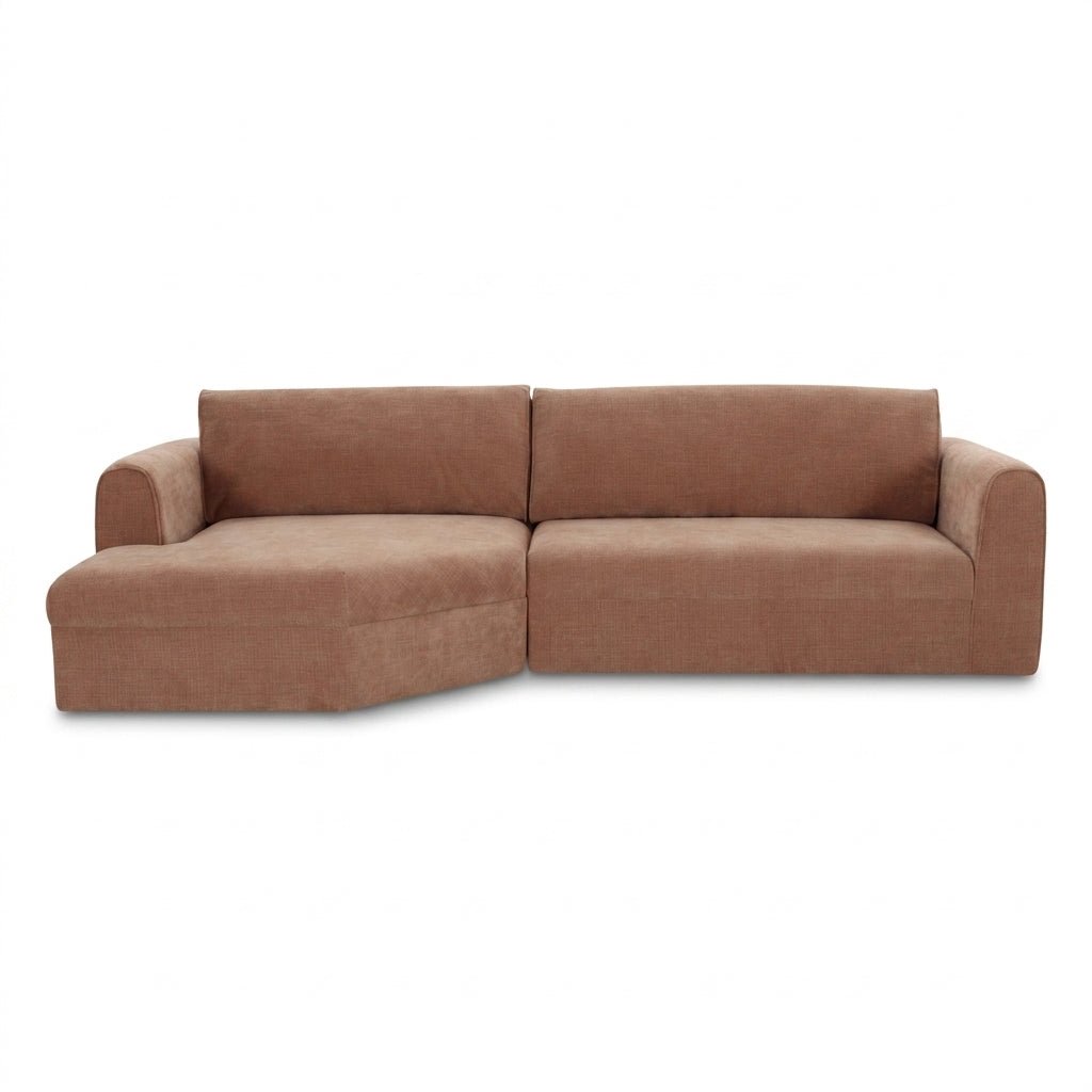 Canapé sectionnel Maltepe avec méridienne inclinée et tissu texturé fond blanc